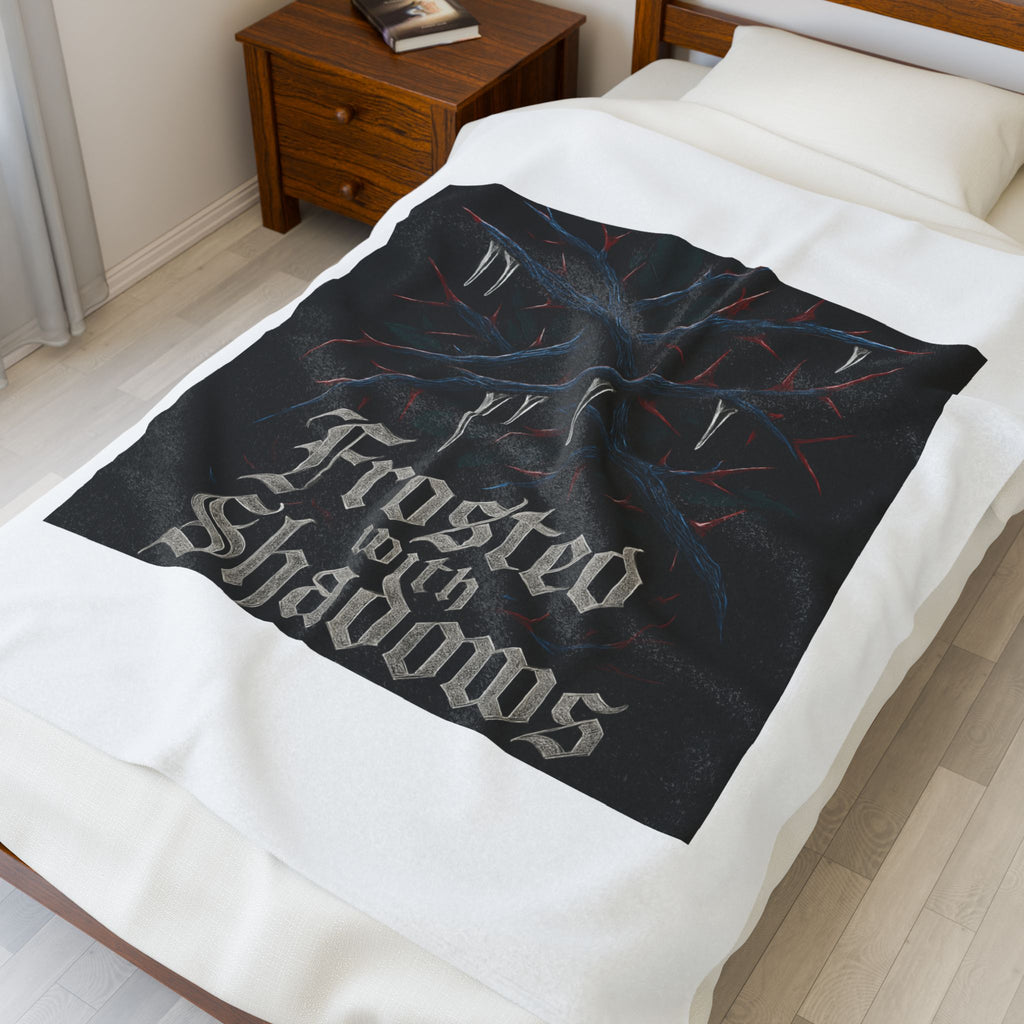 Frosted with Shadows Velveteen Plush Blanket – Gothic Winter Throw