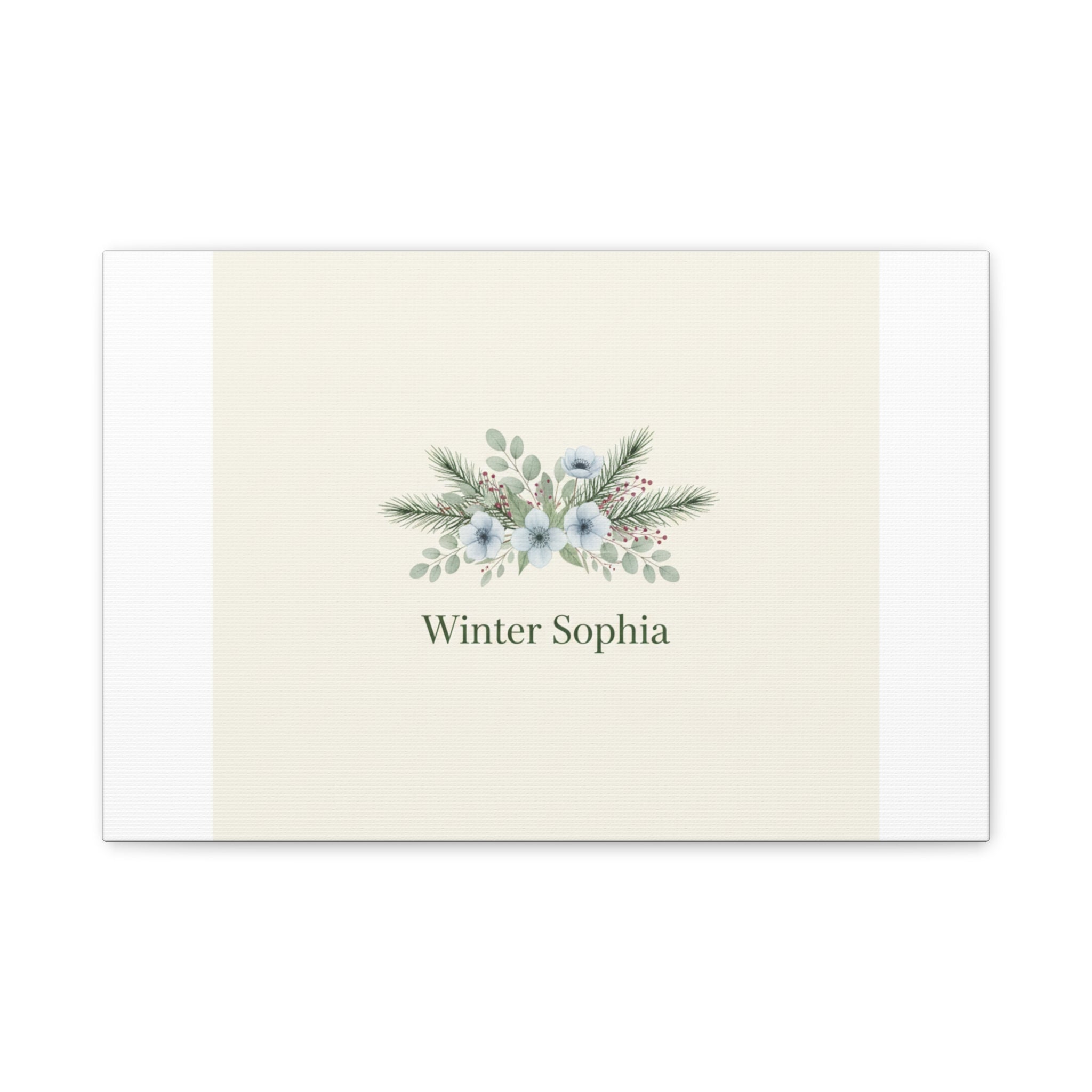 Winter floral wreath Canvas, pine branch botanical art | Minimal winter florals