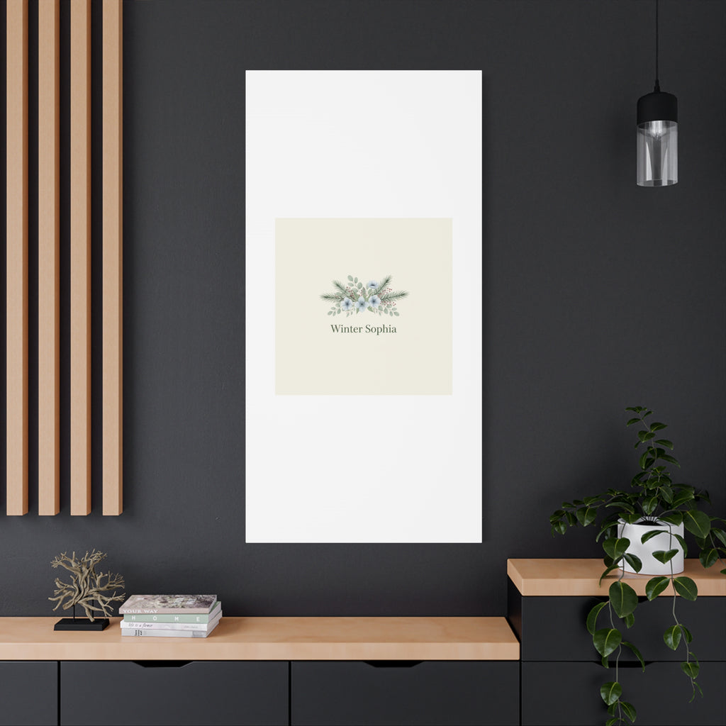 Winter floral wreath Canvas, pine branch botanical art | Minimal winter florals