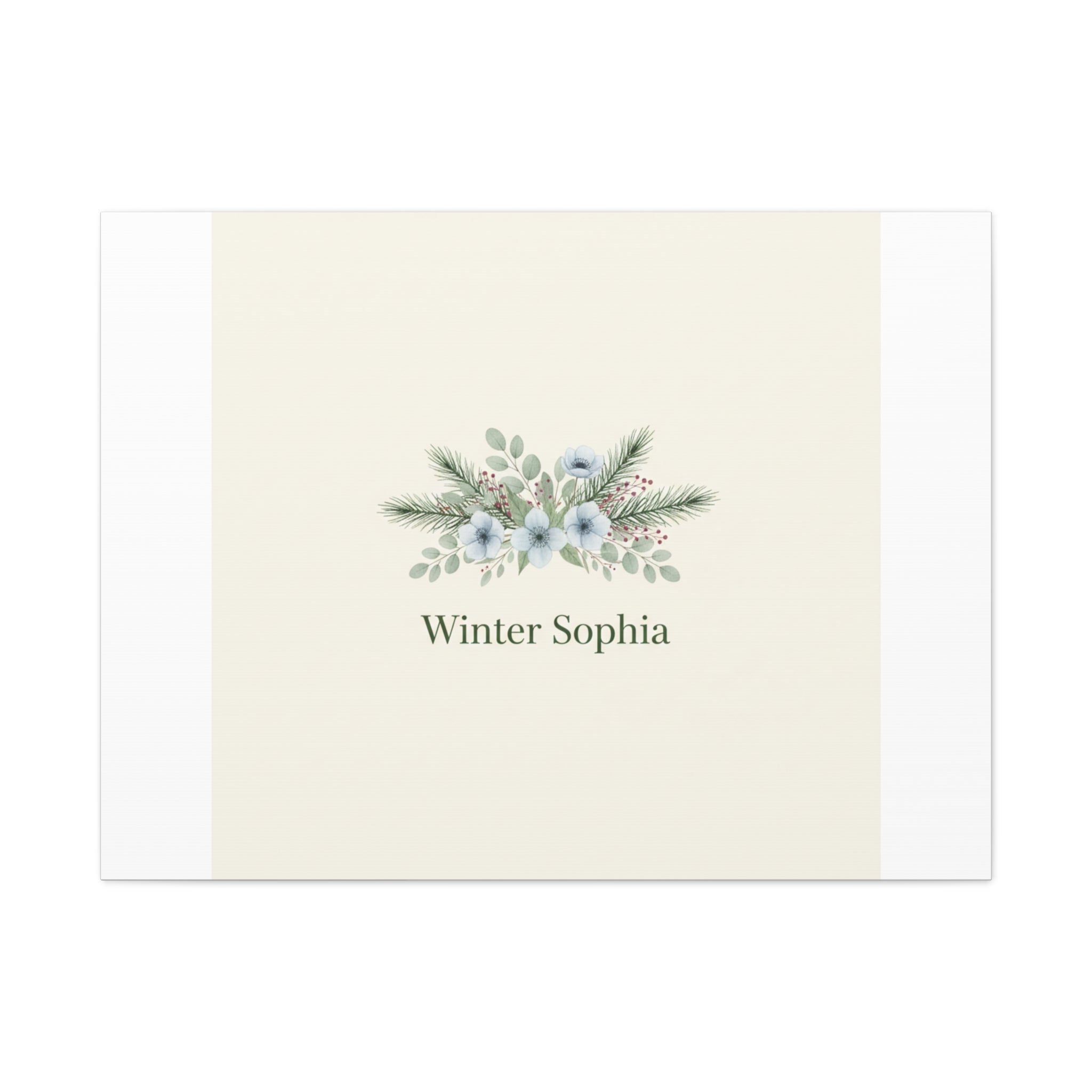 Winter floral wreath Canvas, pine branch botanical art | Minimal winter florals