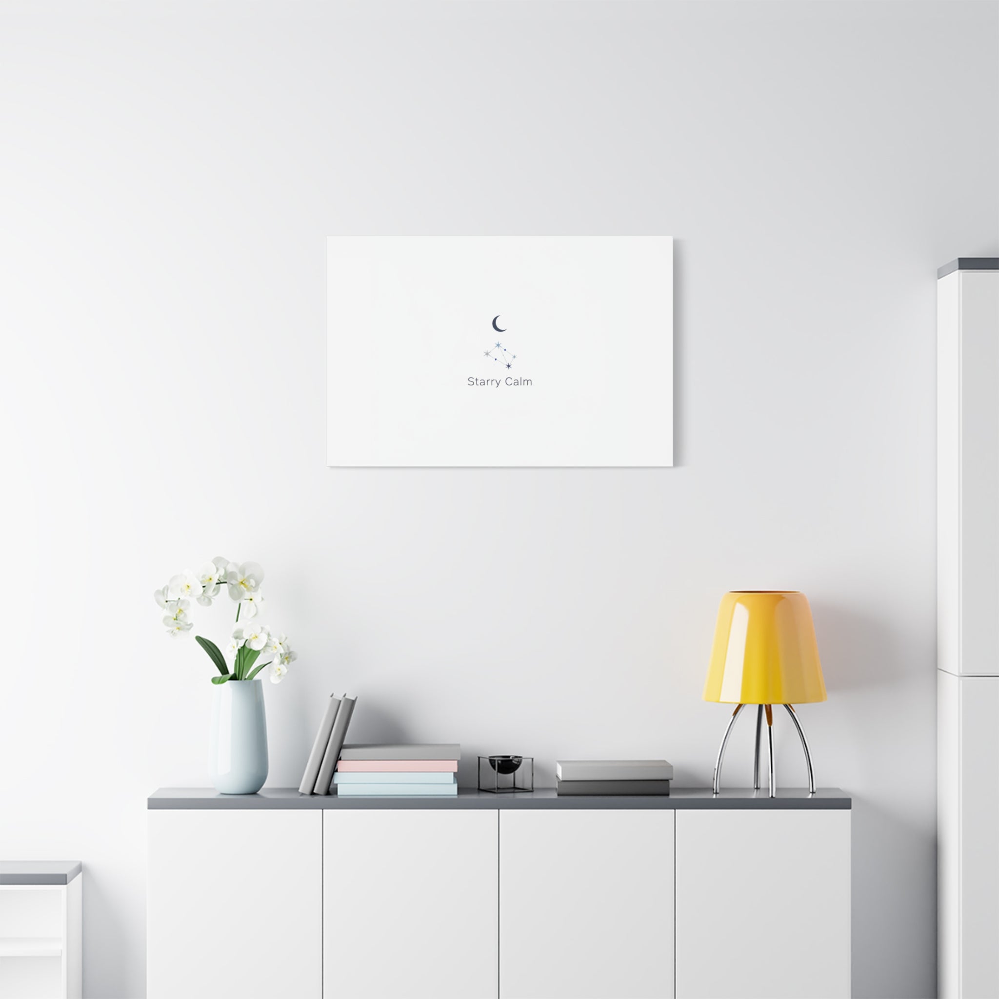Starry Calm Moon & Constellation Canvas, minimal astrology art print