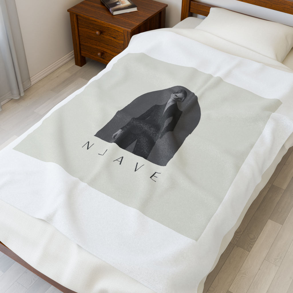 Minimal Monochrome Portrait Velveteen Plush Blanket | Tonal Loungewear Aesthetic
