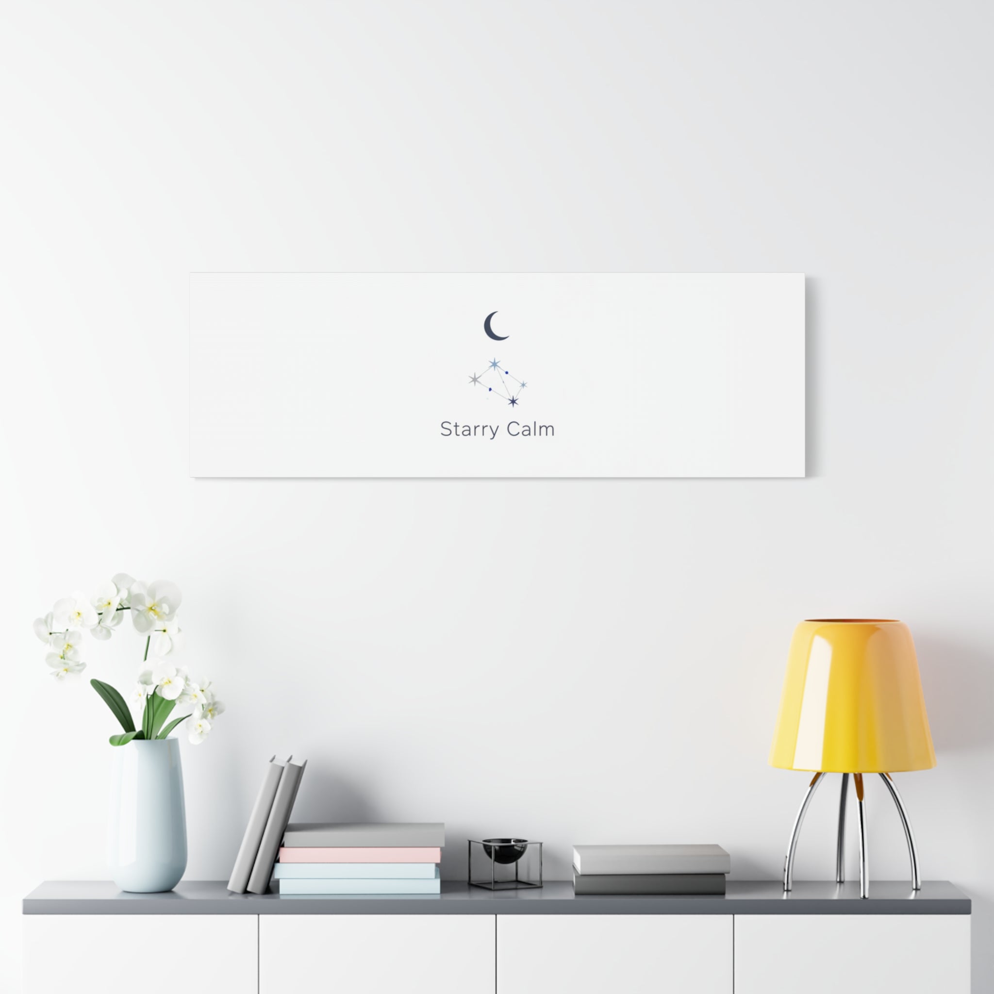 Starry Calm Moon & Constellation Canvas, minimal astrology art print