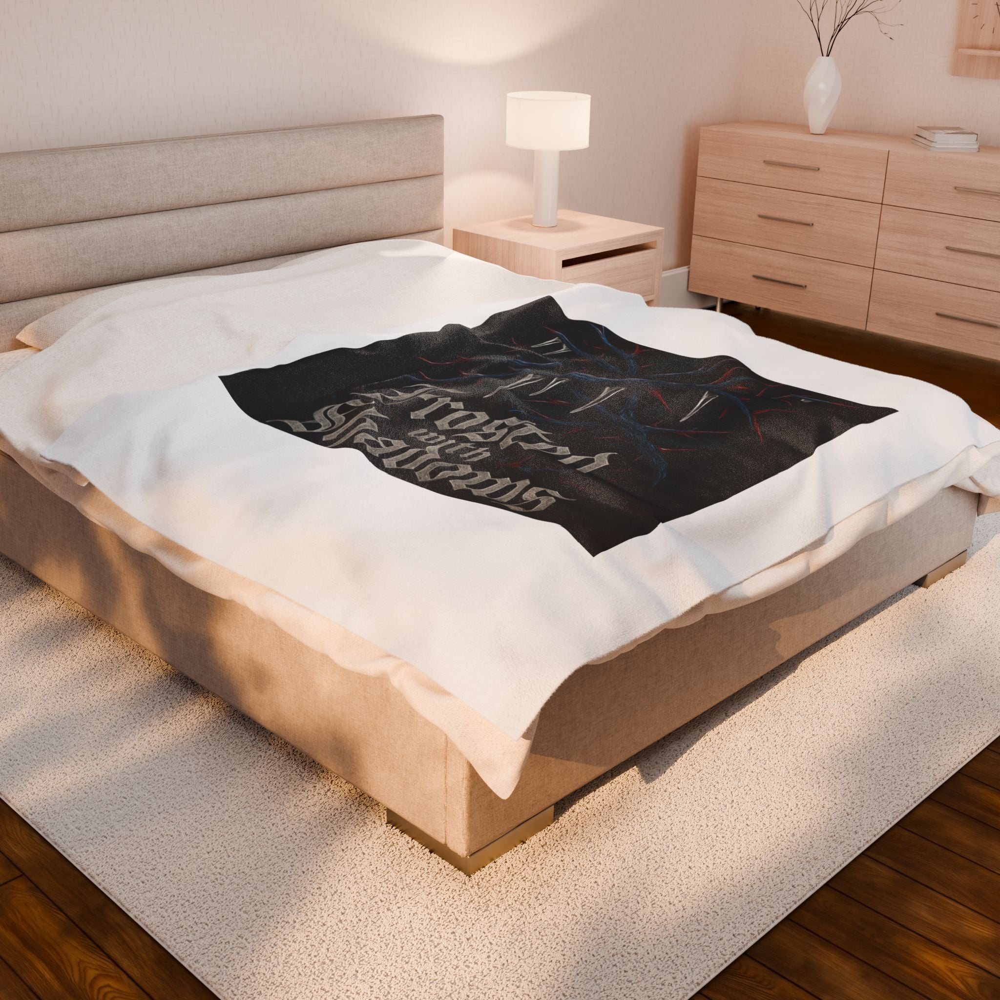 Frosted with Shadows Velveteen Plush Blanket – Gothic Winter Throw