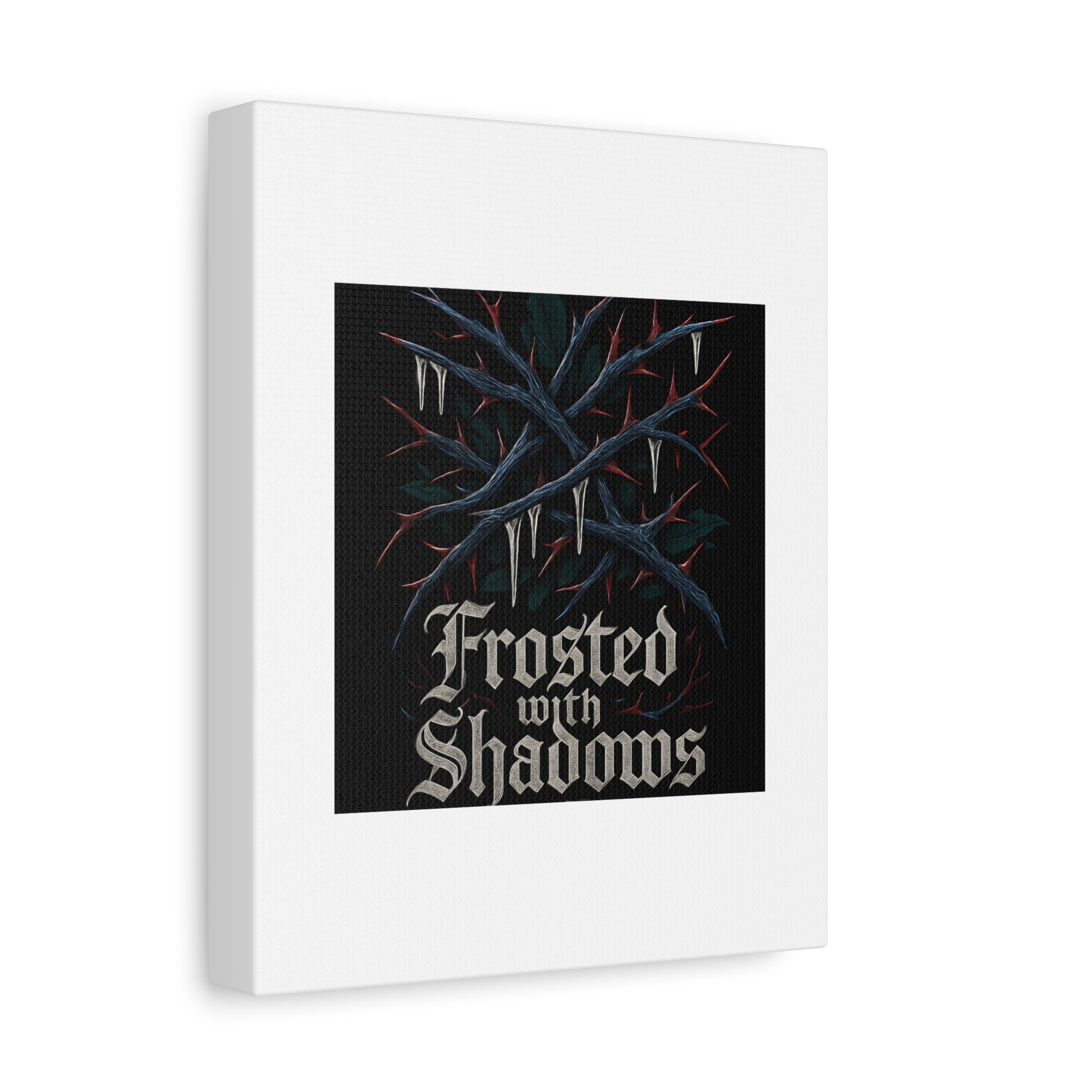 Frosted With Shadows Canvas Art — Gothic Winter Icicle Wall Decor