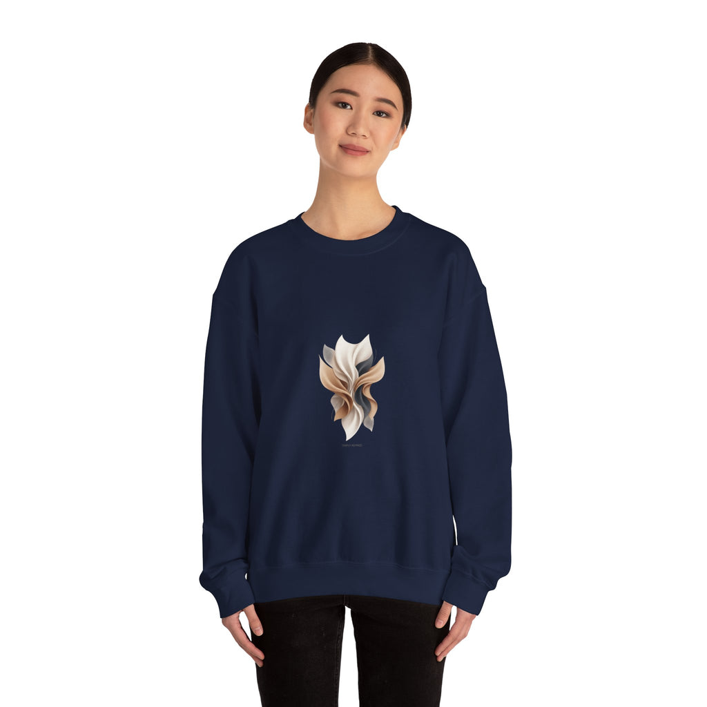Neutral Abstract Emblem Sweatshirt | quiet luxury, subtle embroidery
