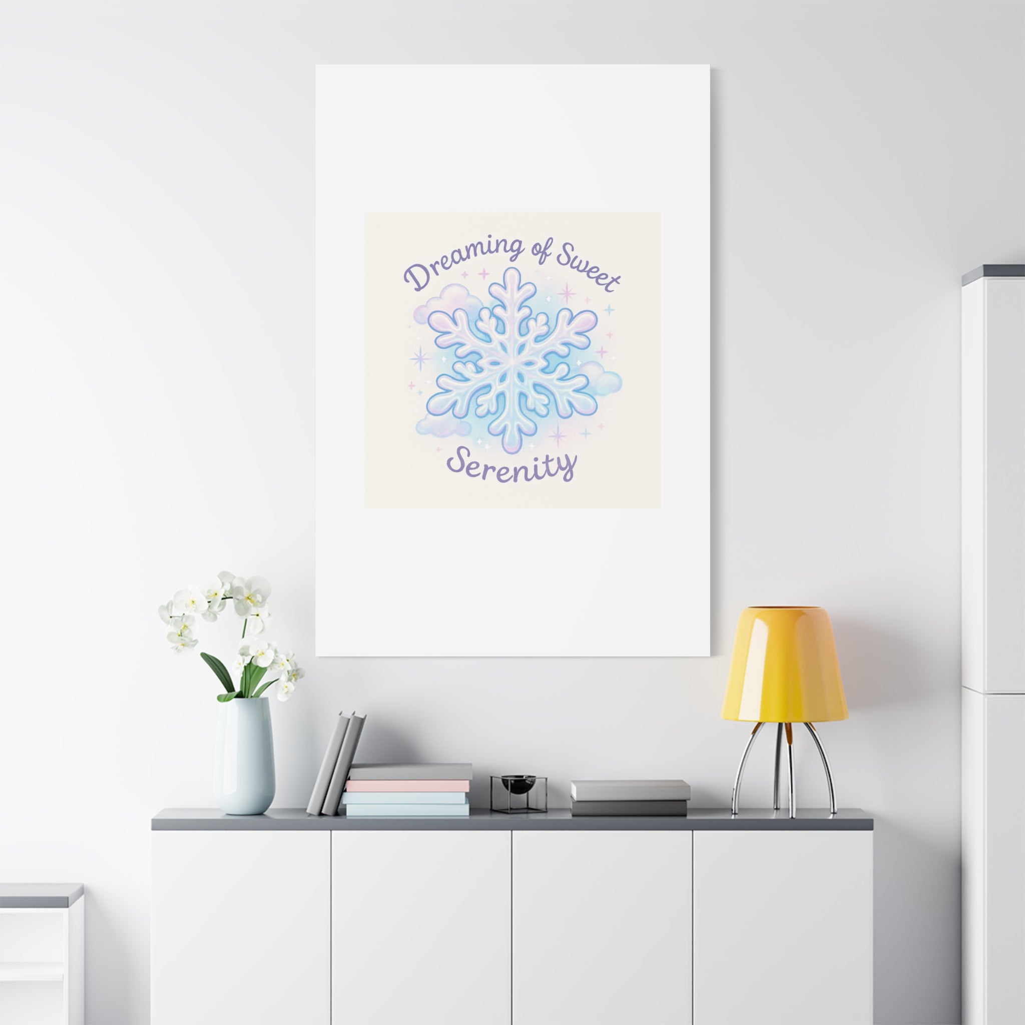 Canvas Wall Art - "Dreaming of Sweet Serenity" Snowflake Illustration