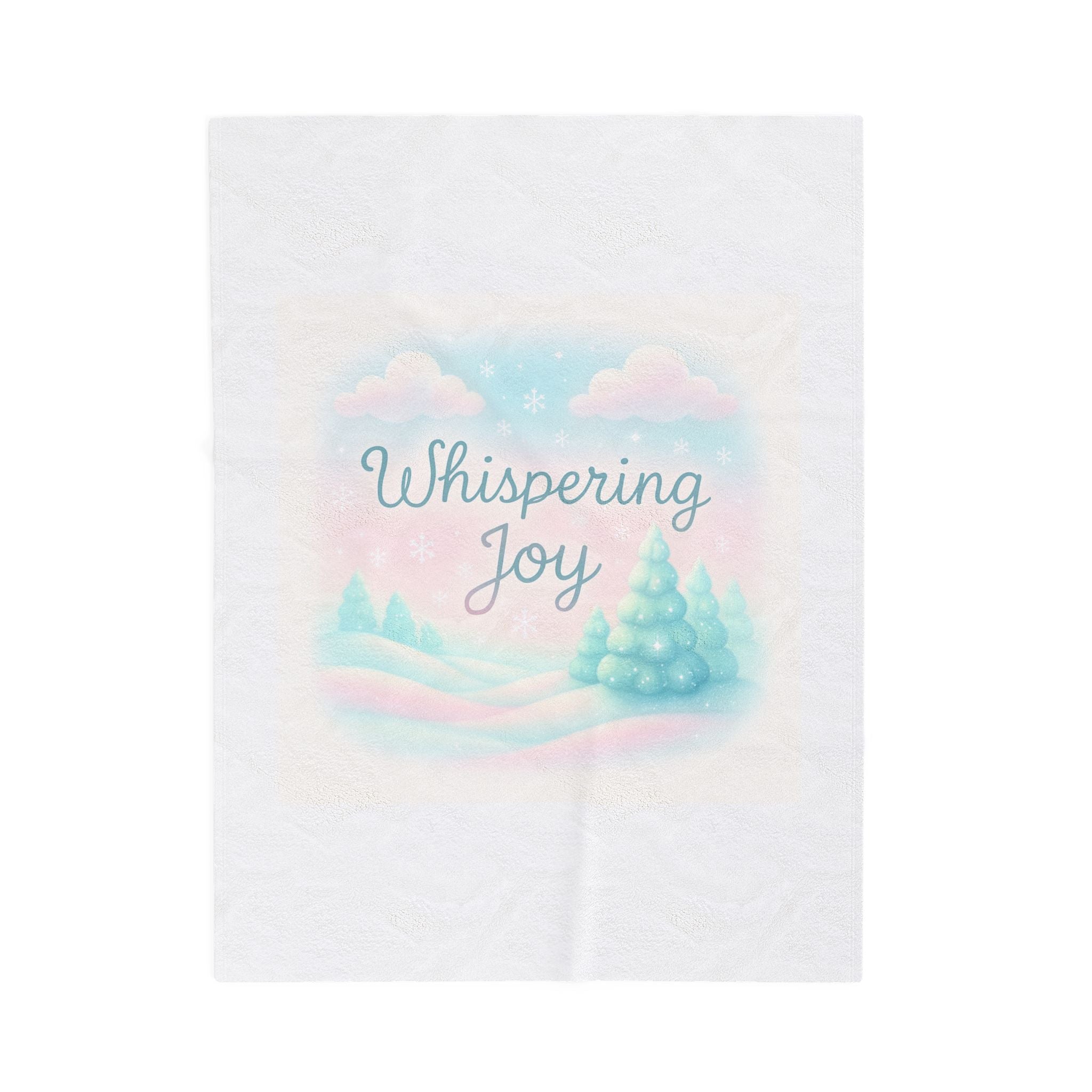 Whispering Joy Velveteen Plush Blanket — Pastel Winter Trees Holiday Throw