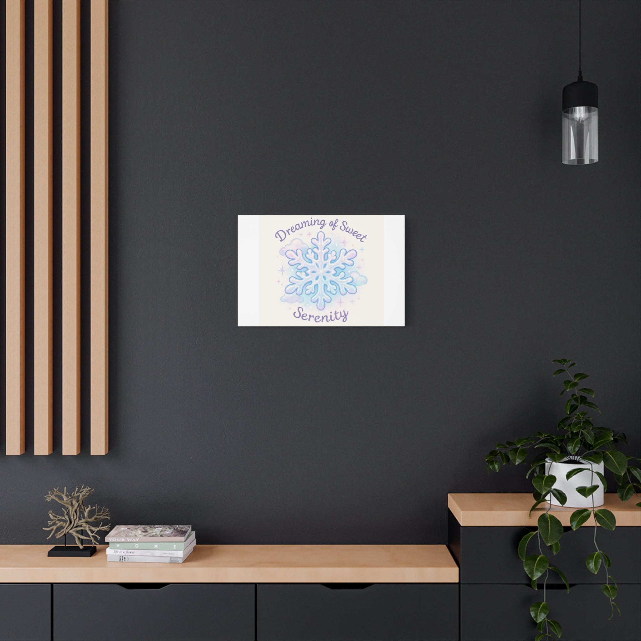 Canvas Wall Art - "Dreaming of Sweet Serenity" Snowflake Illustration
