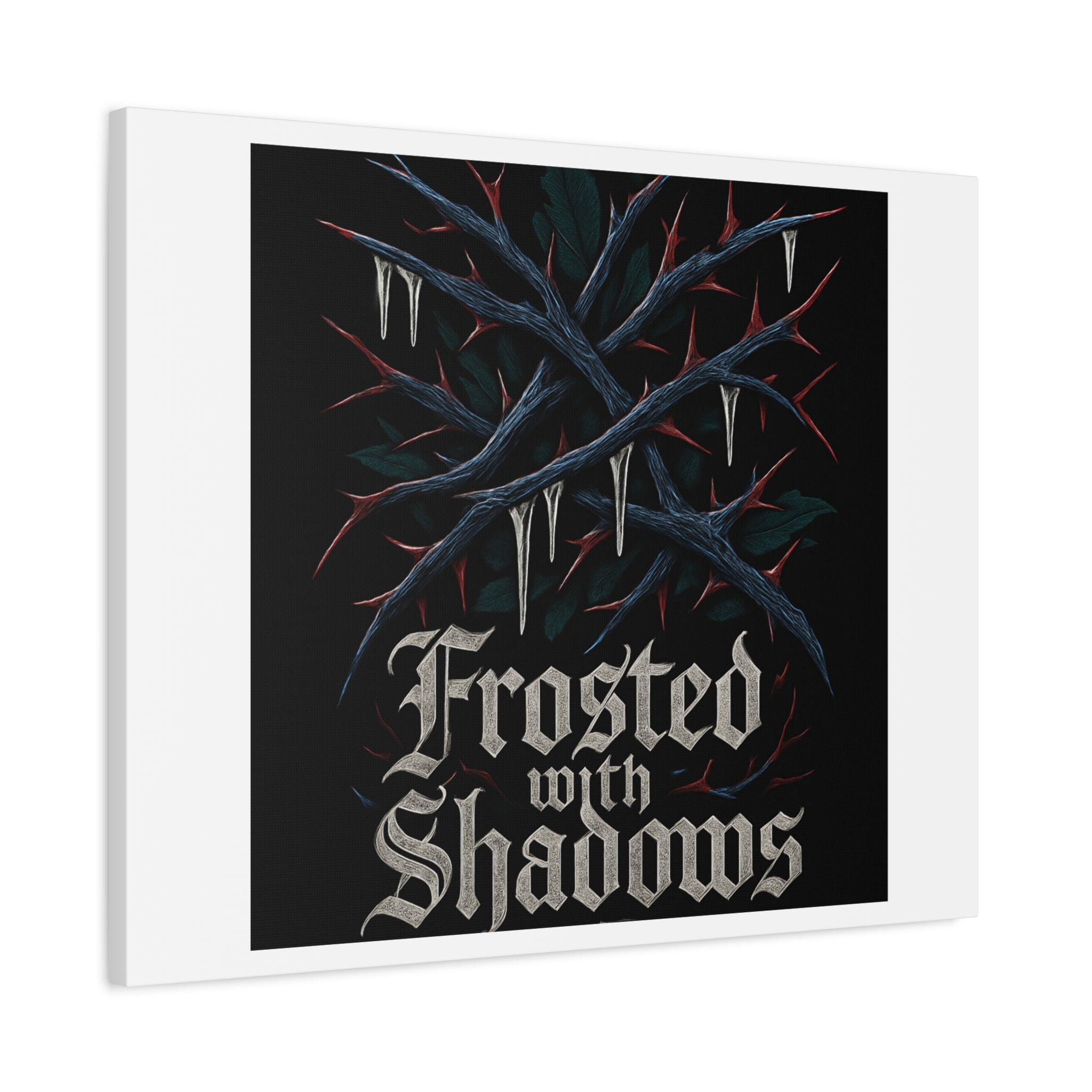 Frosted With Shadows Canvas Art — Gothic Winter Icicle Wall Decor