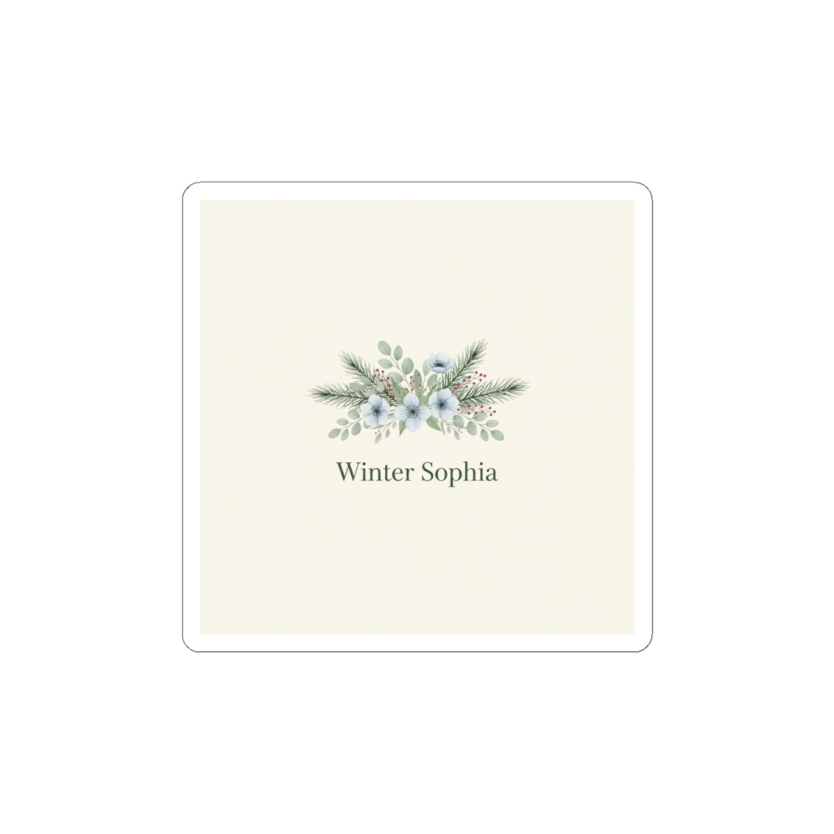 Minimal Winter Floral Sticker | Pine Branch Wreath, Delicate Botanical