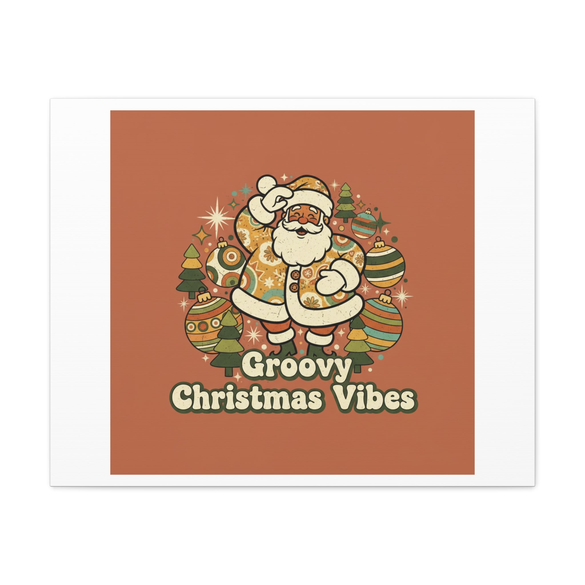 Groovy Christmas Vibes Canvas | 1970s Retro Holiday Art, Vintage Noel