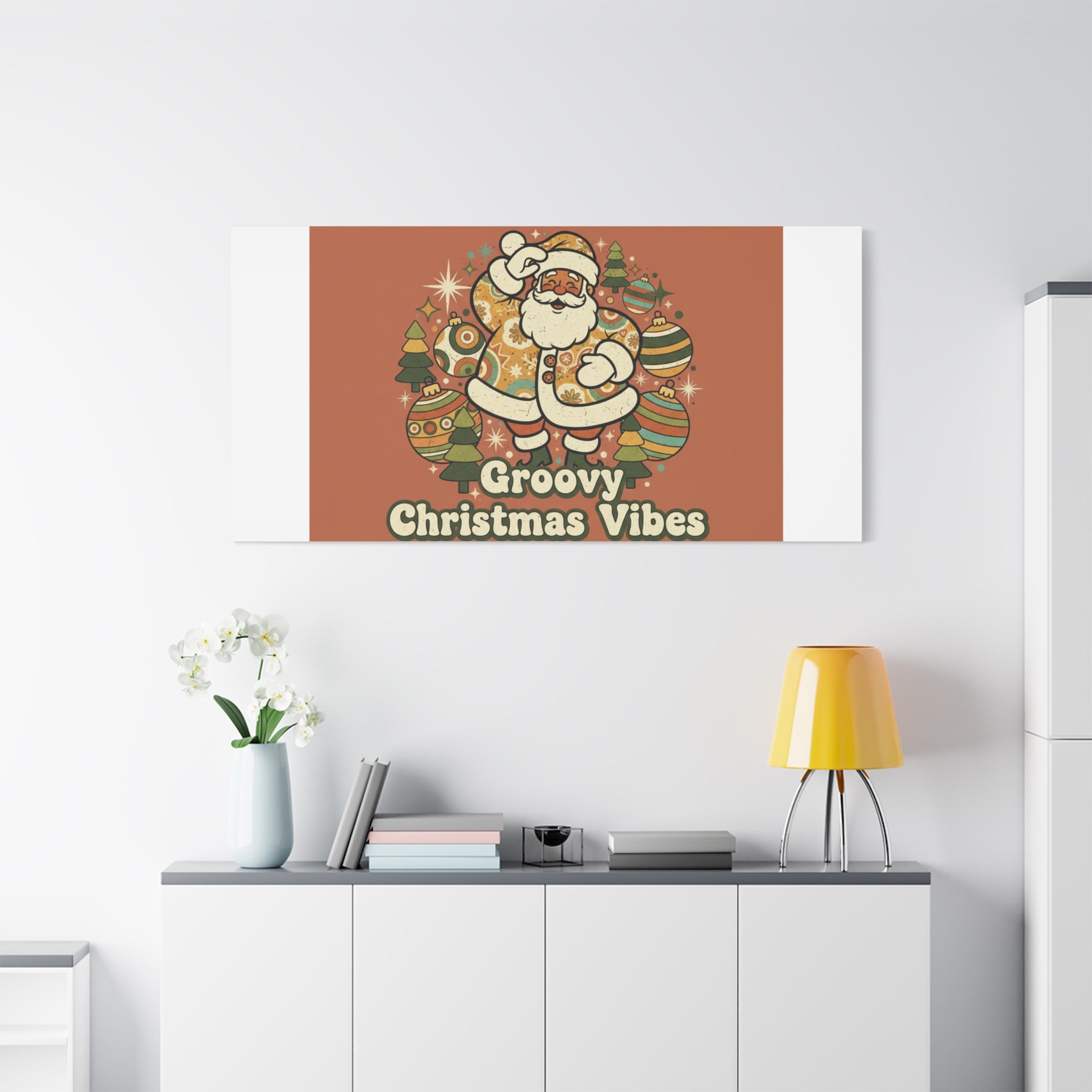 Groovy Christmas Vibes Canvas | 1970s Retro Holiday Art, Vintage Noel