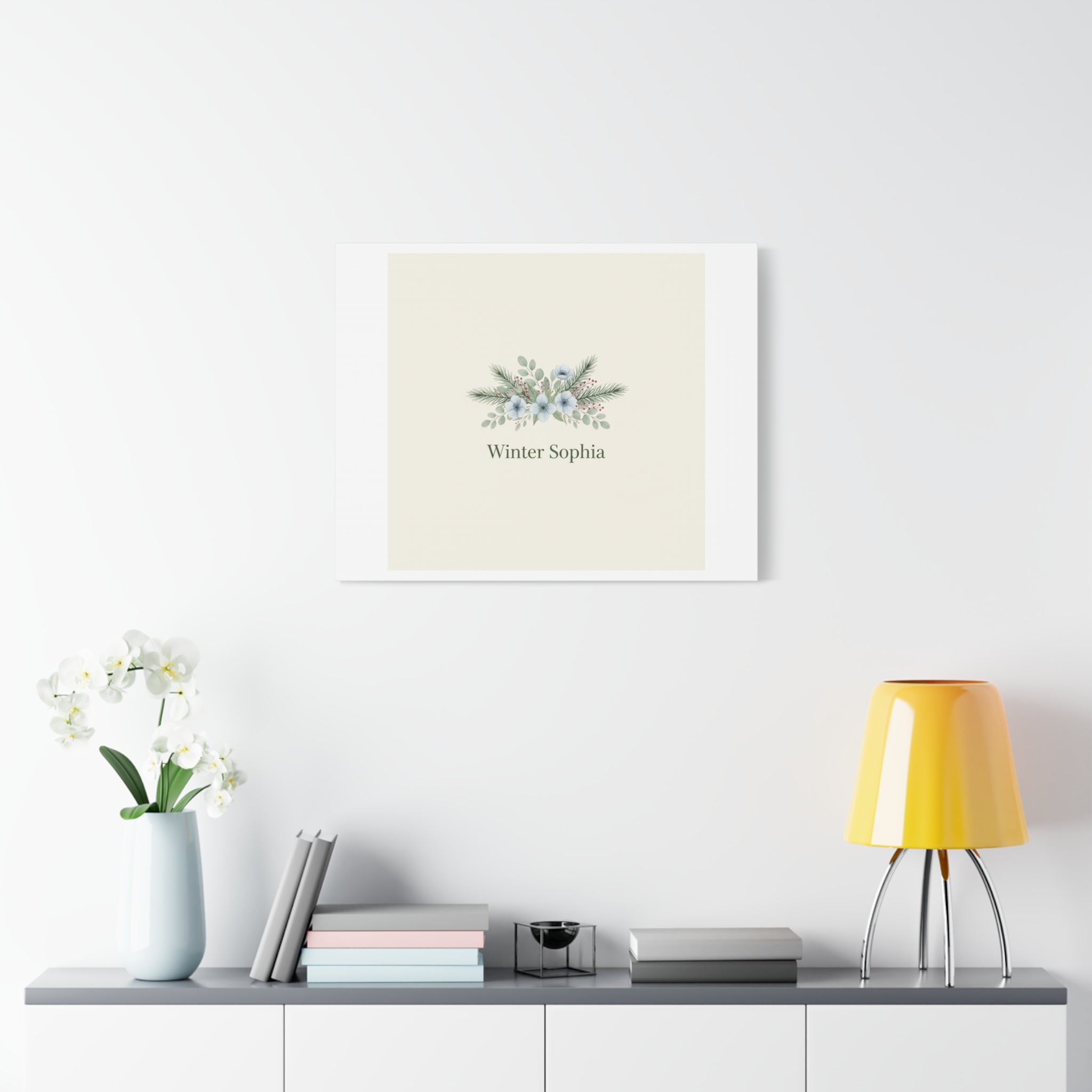 Winter floral wreath Canvas, pine branch botanical art | Minimal winter florals