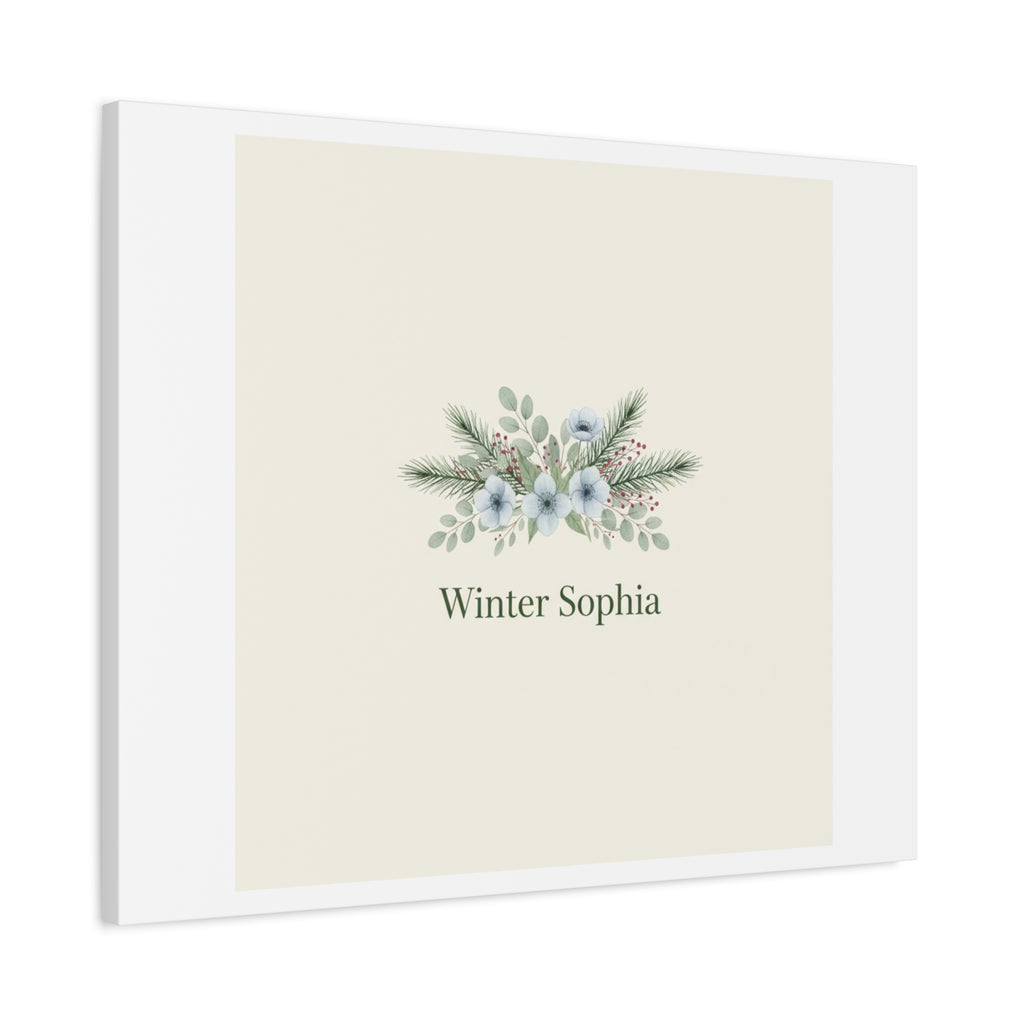 Winter floral wreath Canvas, pine branch botanical art | Minimal winter florals