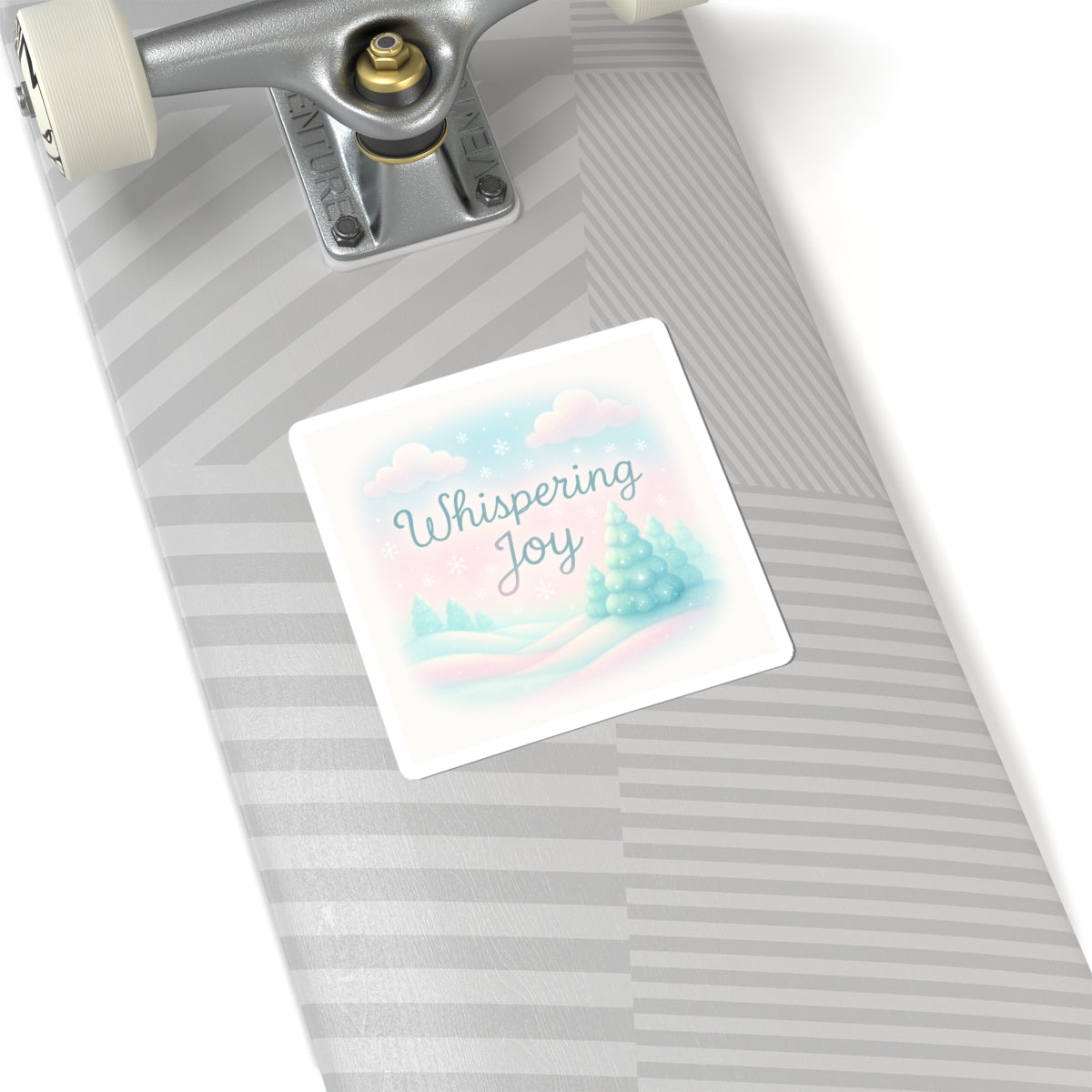 Whispering Joy Winter Scene Sticker — Pastel Snowy Trees Kiss-Cut Sticker