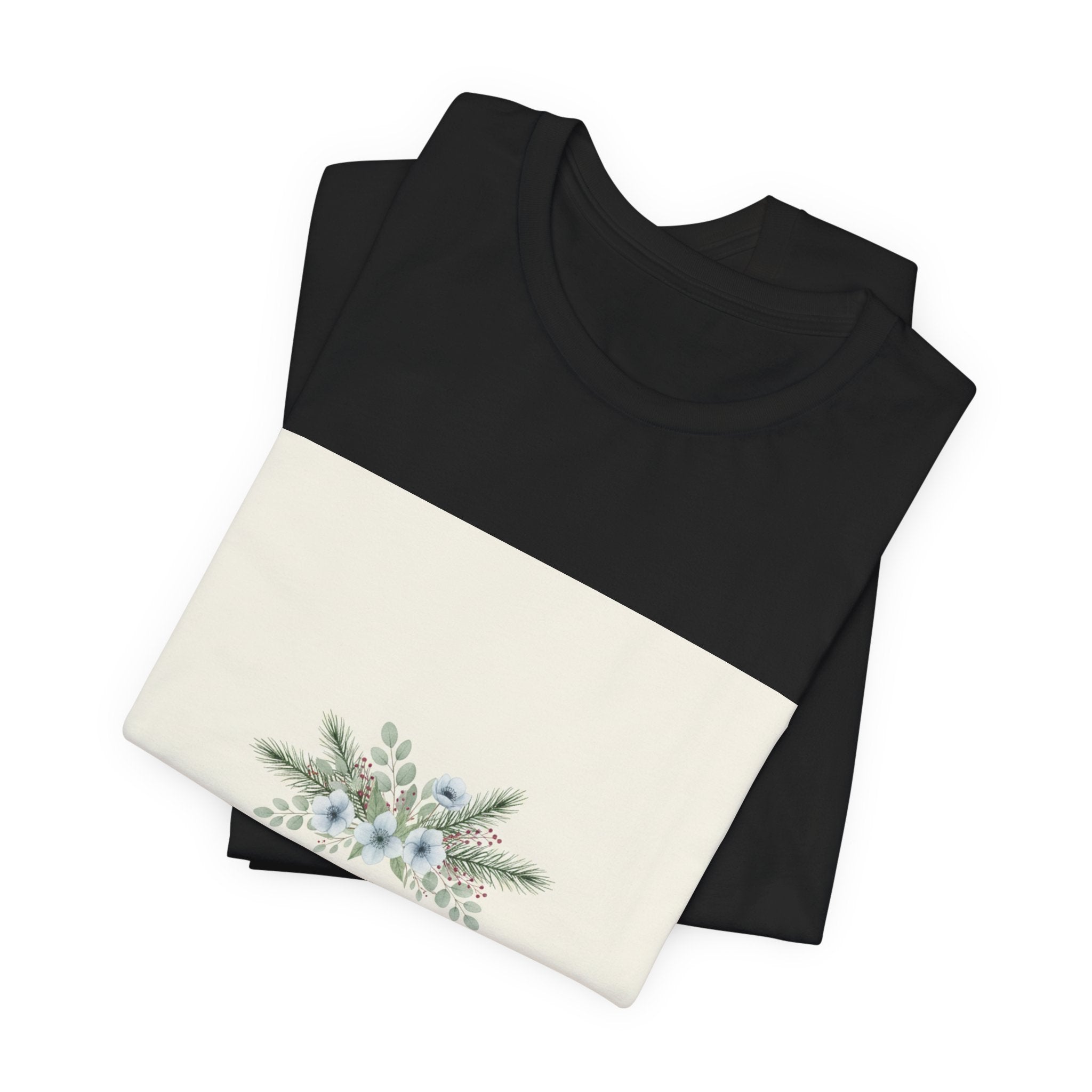 Winter botanical wreath Tee | minimal winter florals, pine branch design