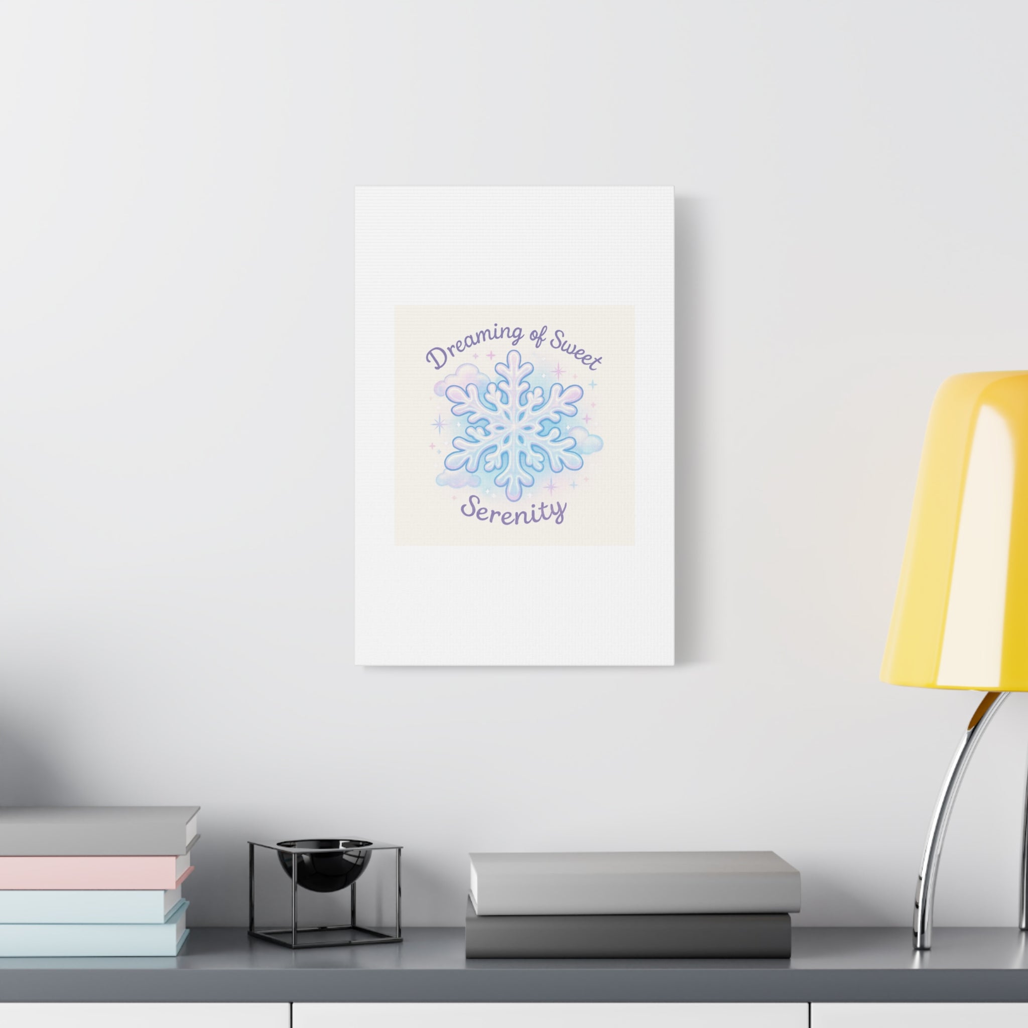 Canvas Wall Art - "Dreaming of Sweet Serenity" Snowflake Illustration