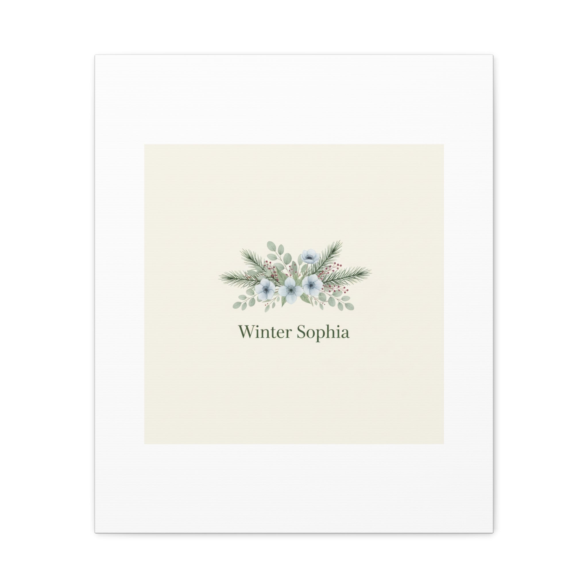 Winter floral wreath Canvas, pine branch botanical art | Minimal winter florals