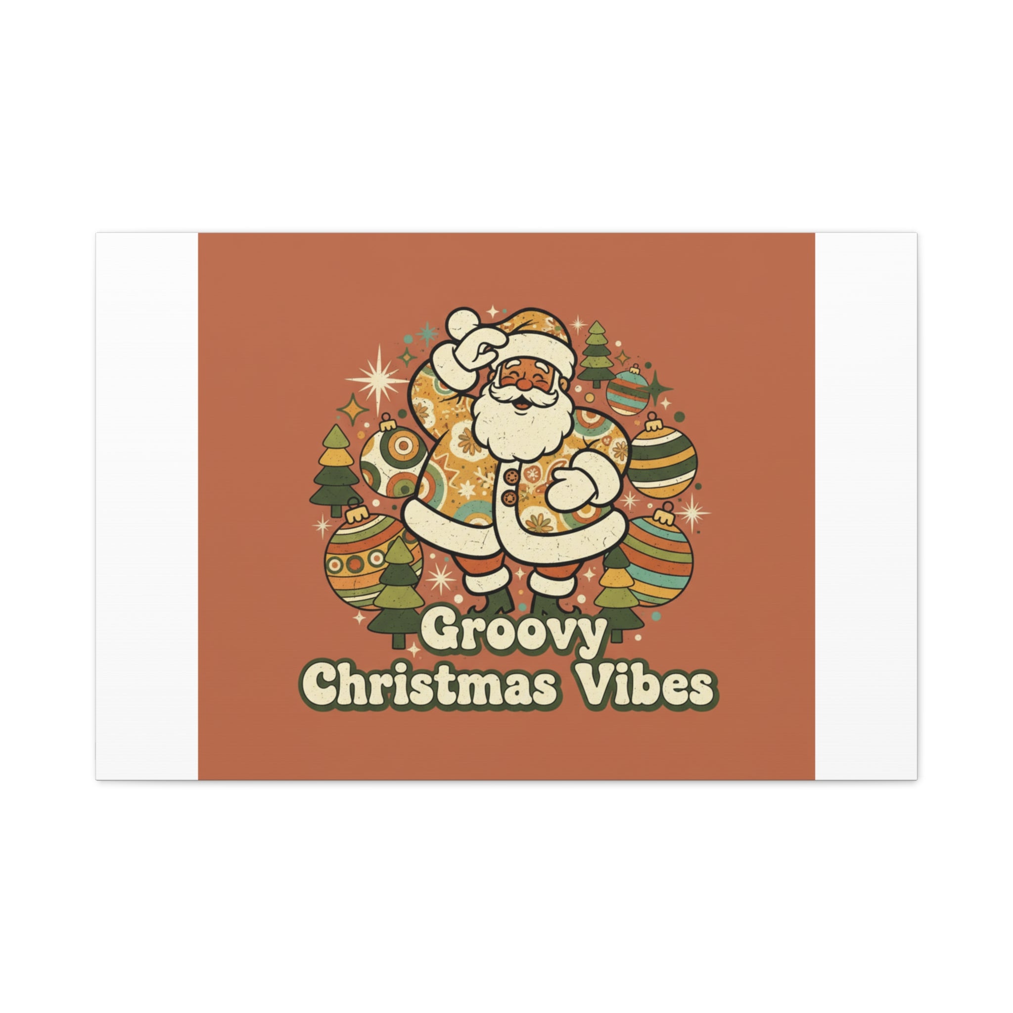 Groovy Christmas Vibes Canvas | 1970s Retro Holiday Art, Vintage Noel