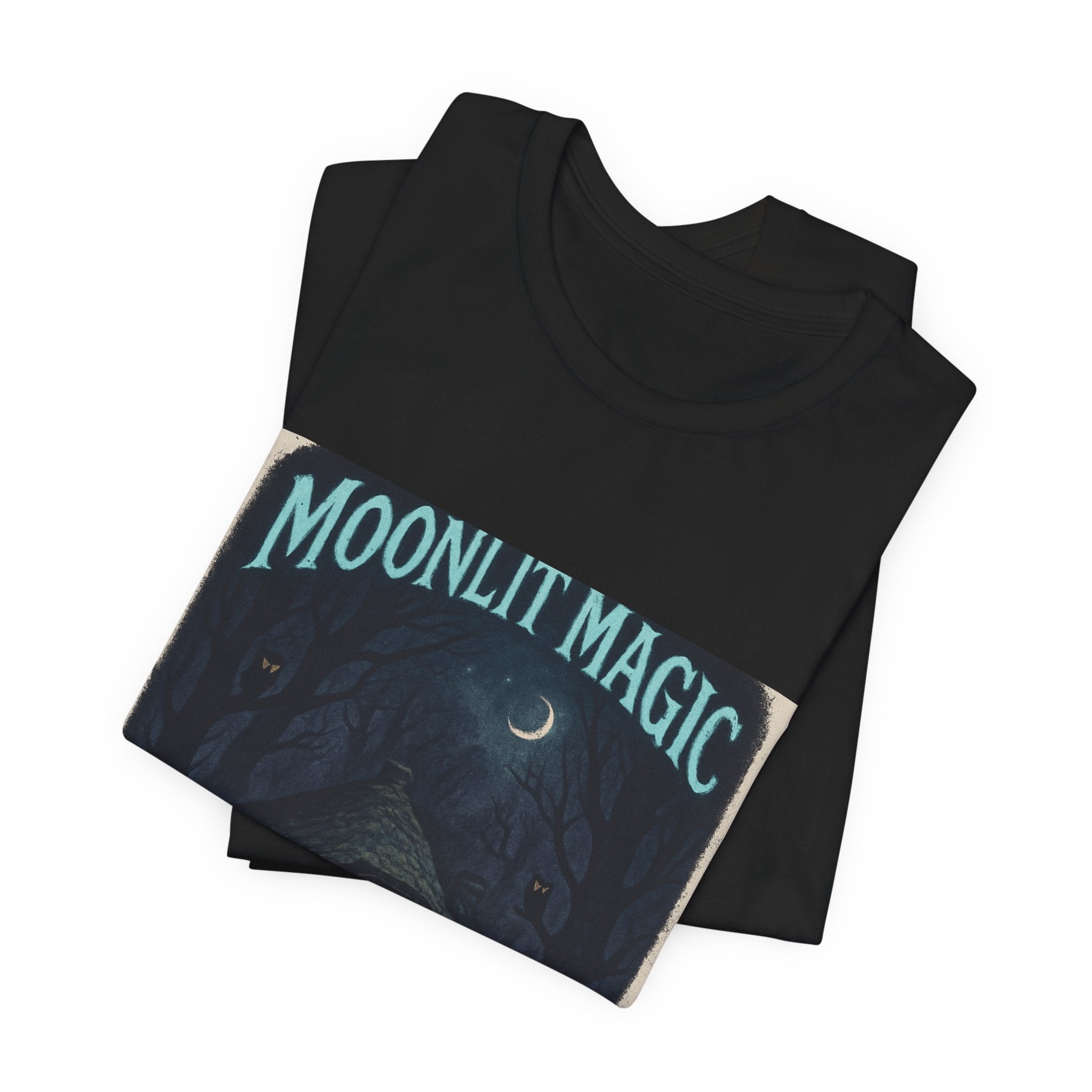 Moonlit Magic Cottage Tee — Night Forest Graphic T-Shirt