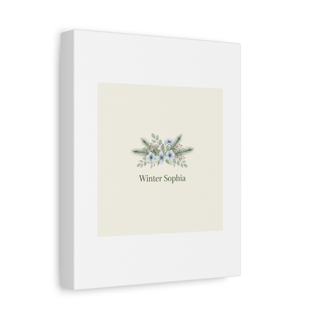 Winter floral wreath Canvas, pine branch botanical art | Minimal winter florals