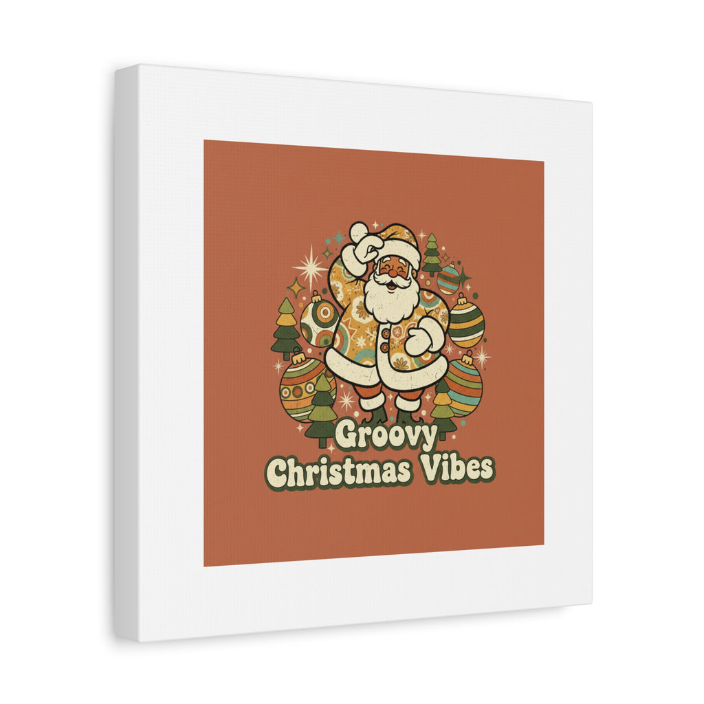 Groovy Christmas Vibes Canvas | 1970s Retro Holiday Art, Vintage Noel