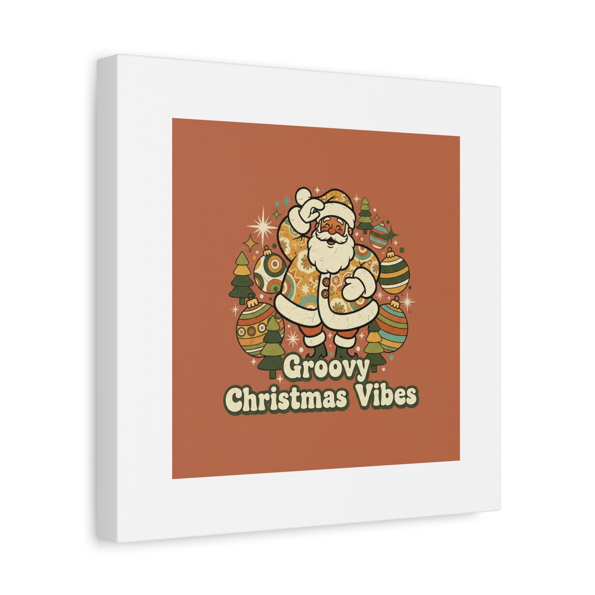 Groovy Christmas Vibes Canvas | 1970s Retro Holiday Art, Vintage Noel