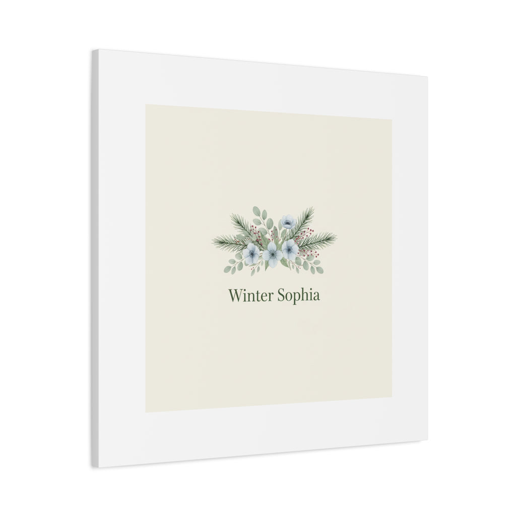Winter floral wreath Canvas, pine branch botanical art | Minimal winter florals