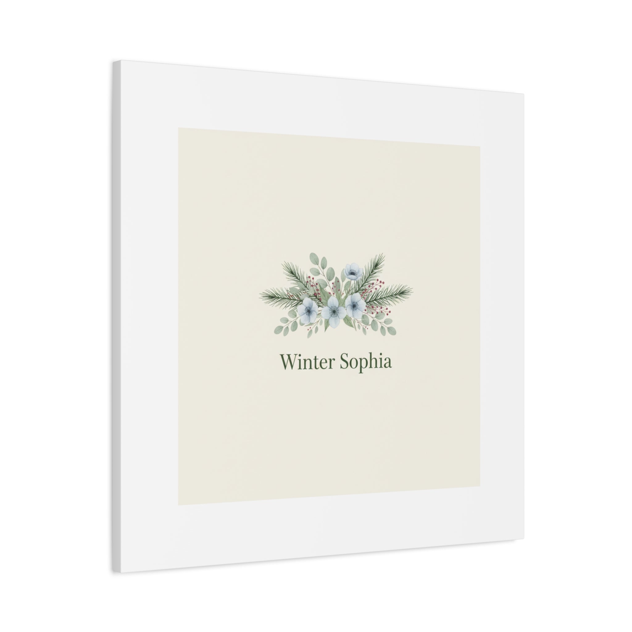 Winter floral wreath Canvas, pine branch botanical art | Minimal winter florals