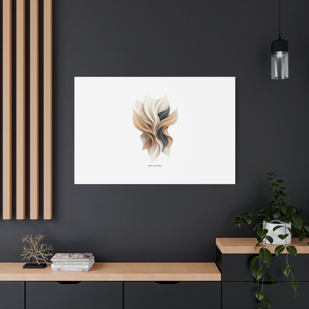 Neutral Abstract Bloom Canvas, Matte Stretched Canvas | Quiet Luxury, Minimalist Wall Art