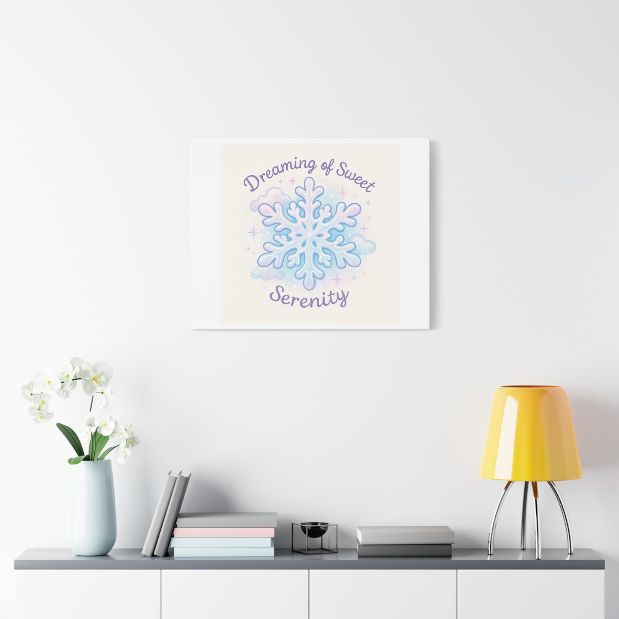 Canvas Wall Art - "Dreaming of Sweet Serenity" Snowflake Illustration