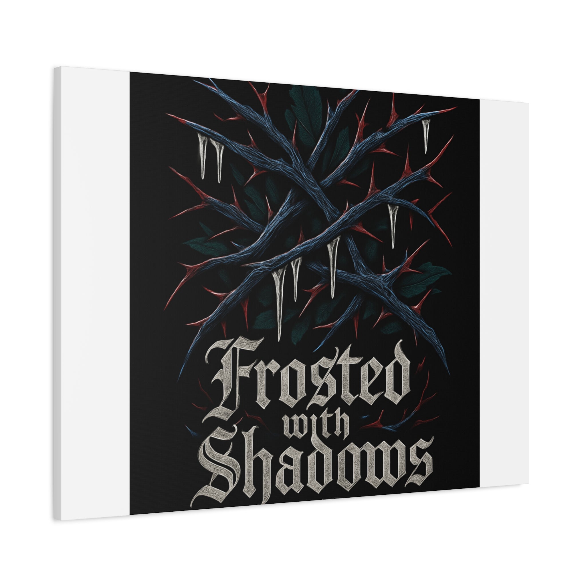 Frosted With Shadows Canvas Art — Gothic Winter Icicle Wall Decor
