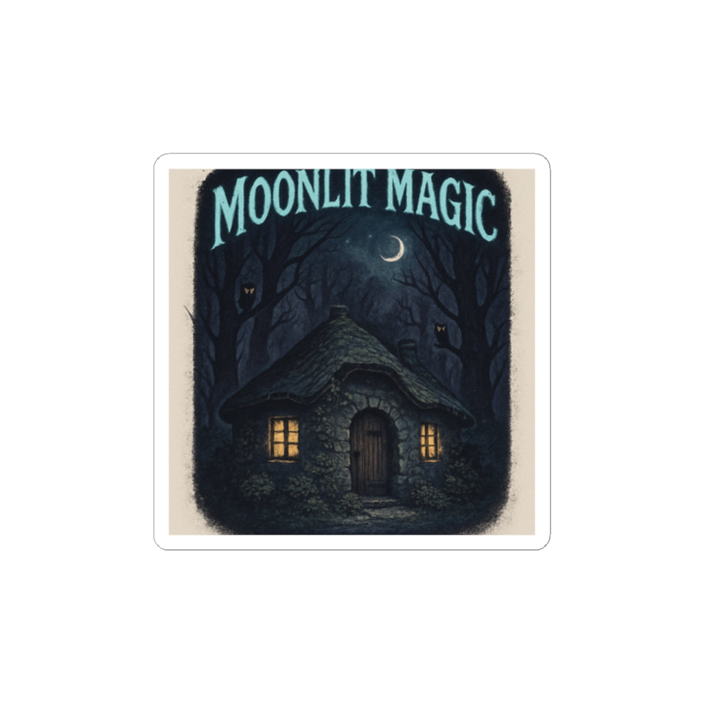 Moonlit Magic Sticker — Witchy Cottage Night Moon Kiss-Cut Sticker