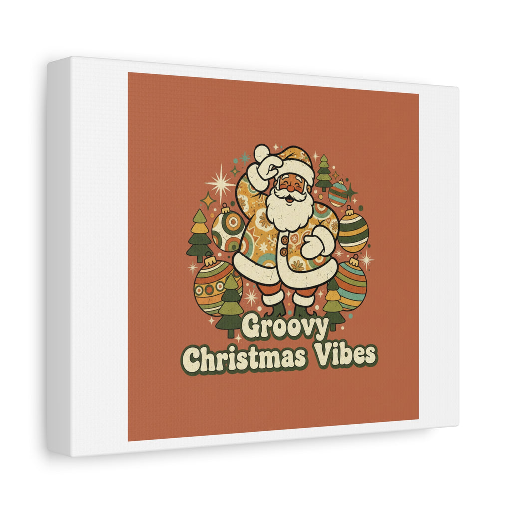 Groovy Christmas Vibes Canvas | 1970s Retro Holiday Art, Vintage Noel