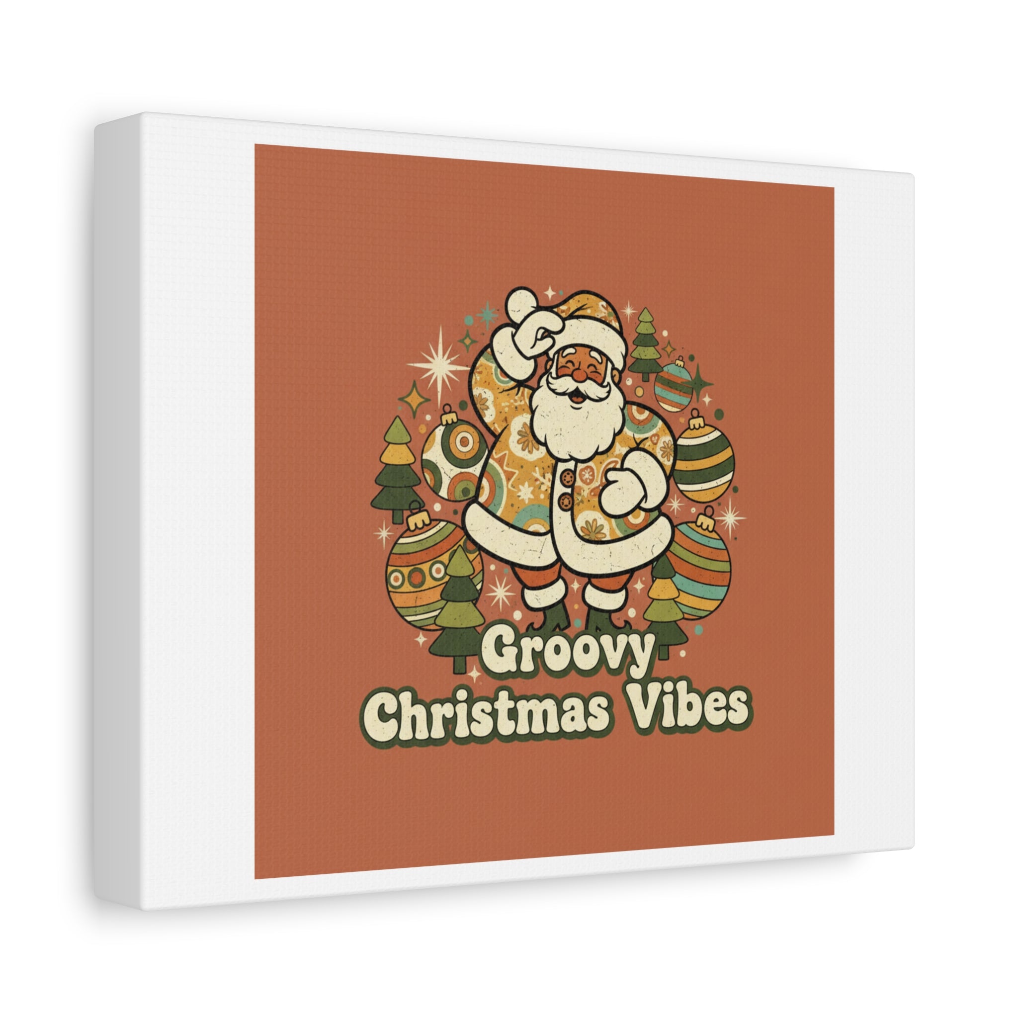 Groovy Christmas Vibes Canvas | 1970s Retro Holiday Art, Vintage Noel