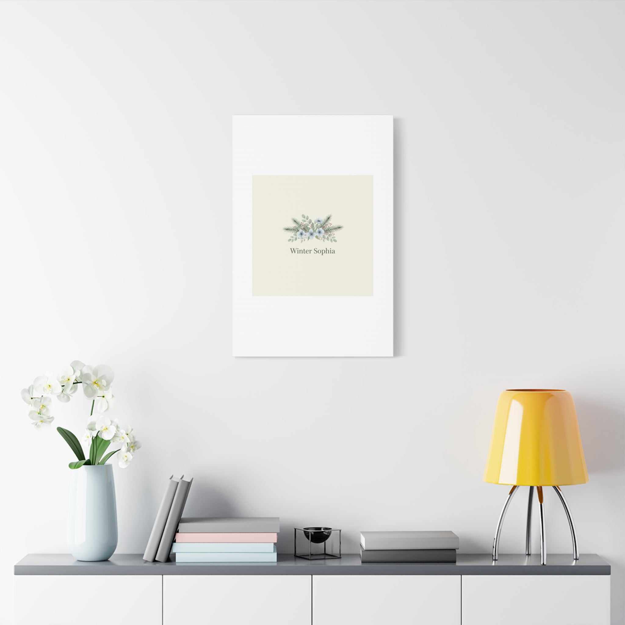 Winter floral wreath Canvas, pine branch botanical art | Minimal winter florals