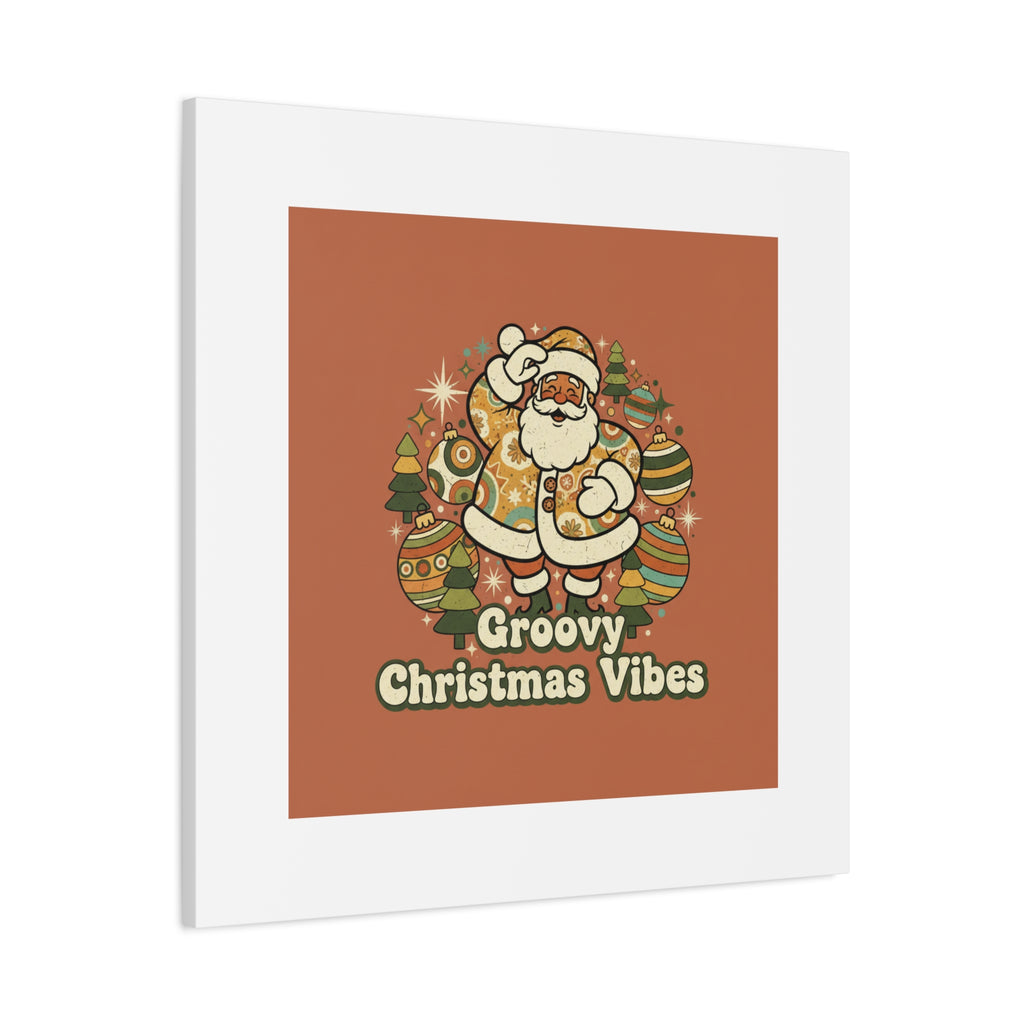 Groovy Christmas Vibes Canvas | 1970s Retro Holiday Art, Vintage Noel