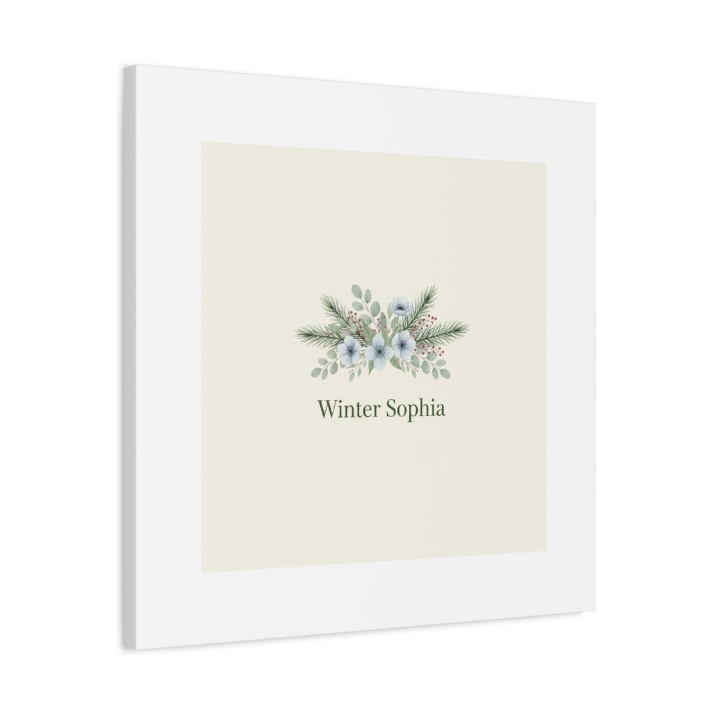 Winter floral wreath Canvas, pine branch botanical art | Minimal winter florals