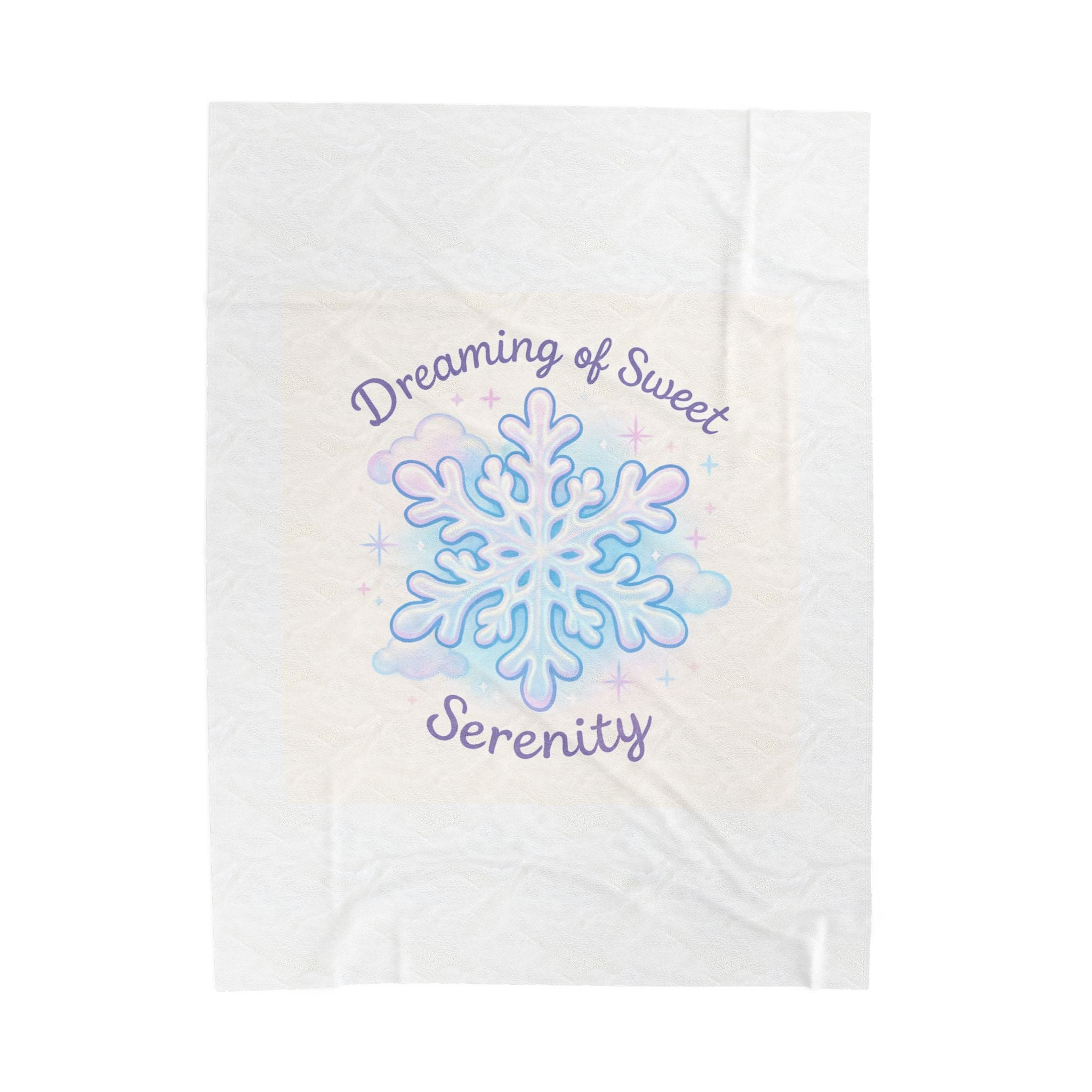 Velveteen Plush Blanket — 'Dreaming of Sweet Serenity' Snowflake Plush Throw