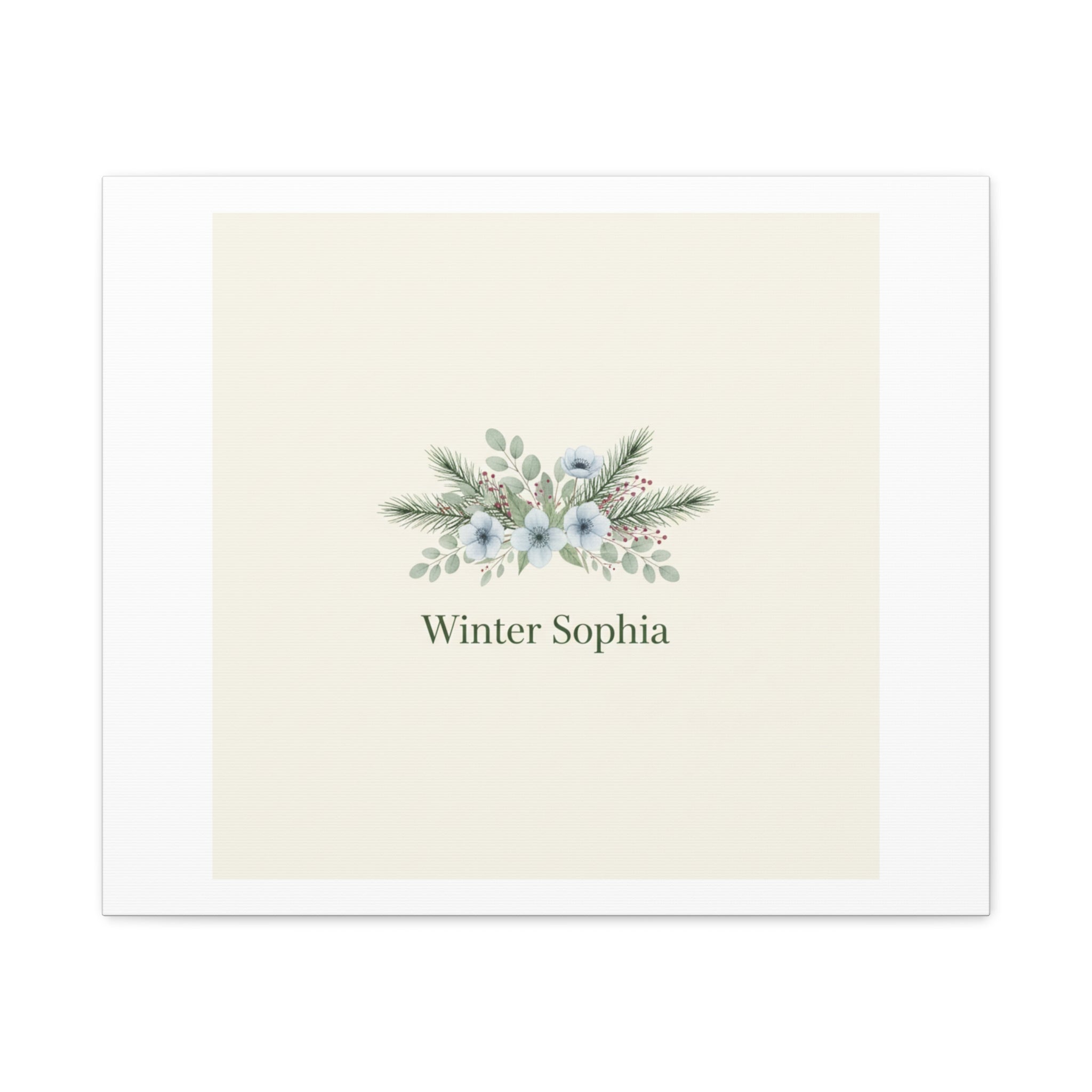 Winter floral wreath Canvas, pine branch botanical art | Minimal winter florals