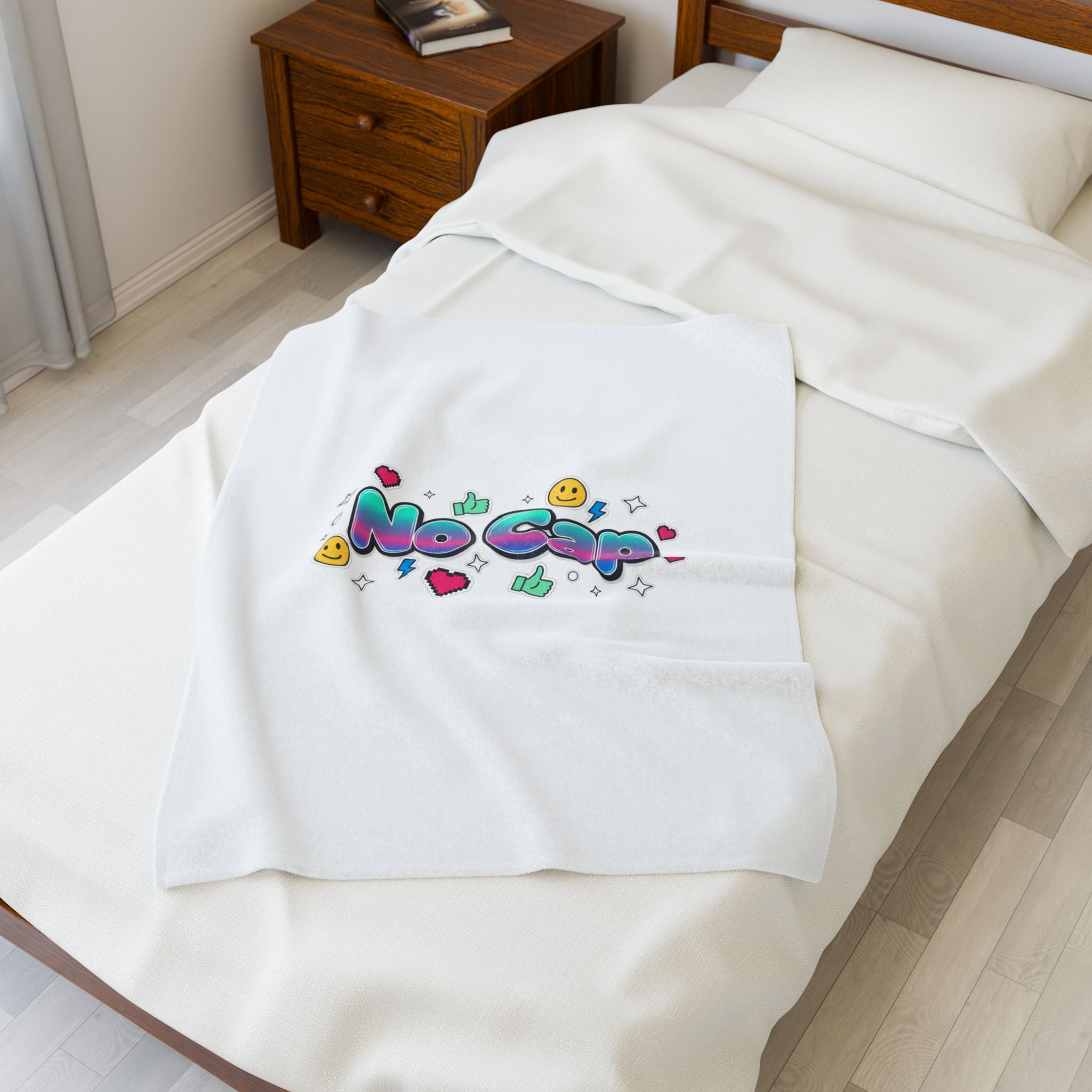 No Cap Graphic Velveteen Plush Blanket | Gen-Z Slang, Internet Lingo