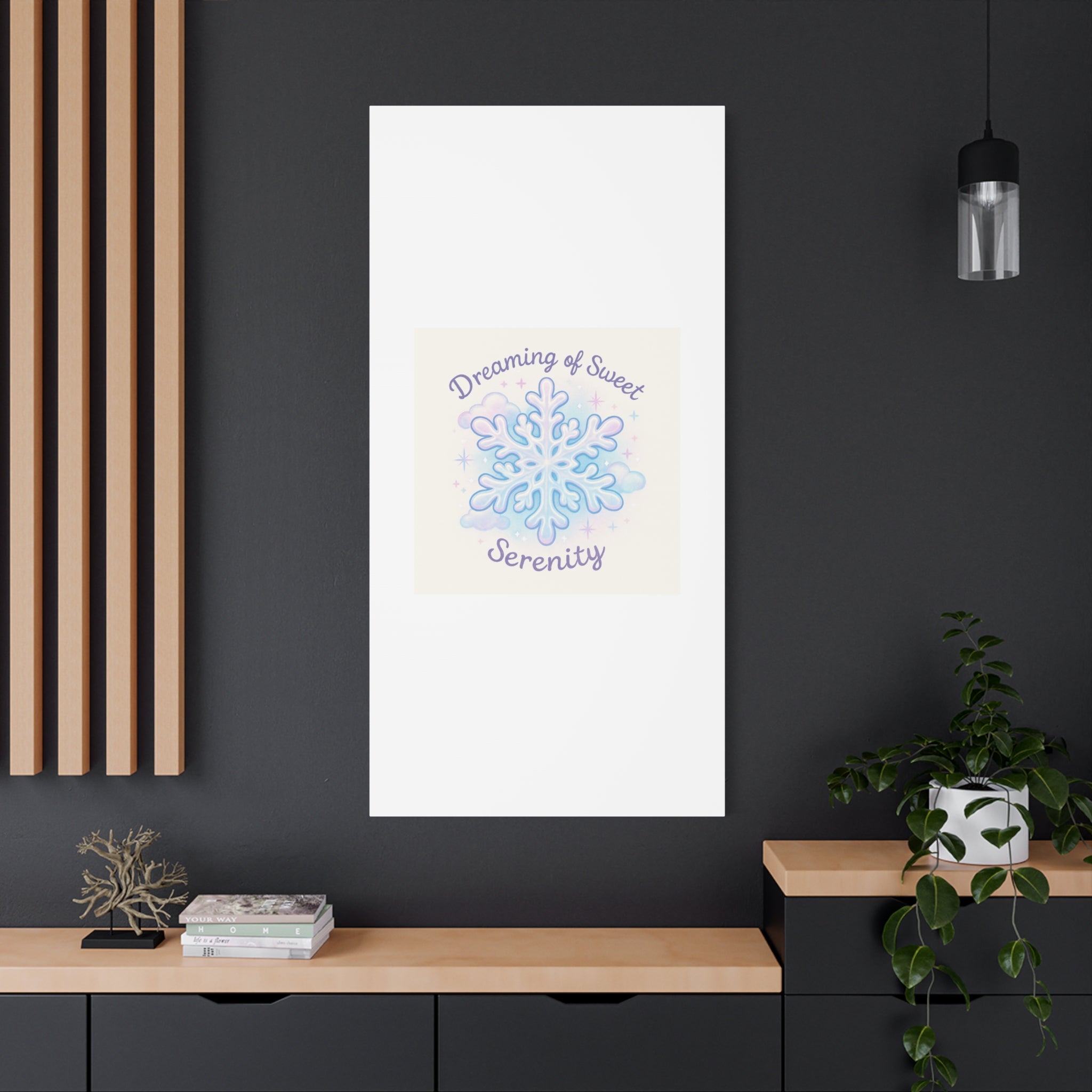 Canvas Wall Art - "Dreaming of Sweet Serenity" Snowflake Illustration