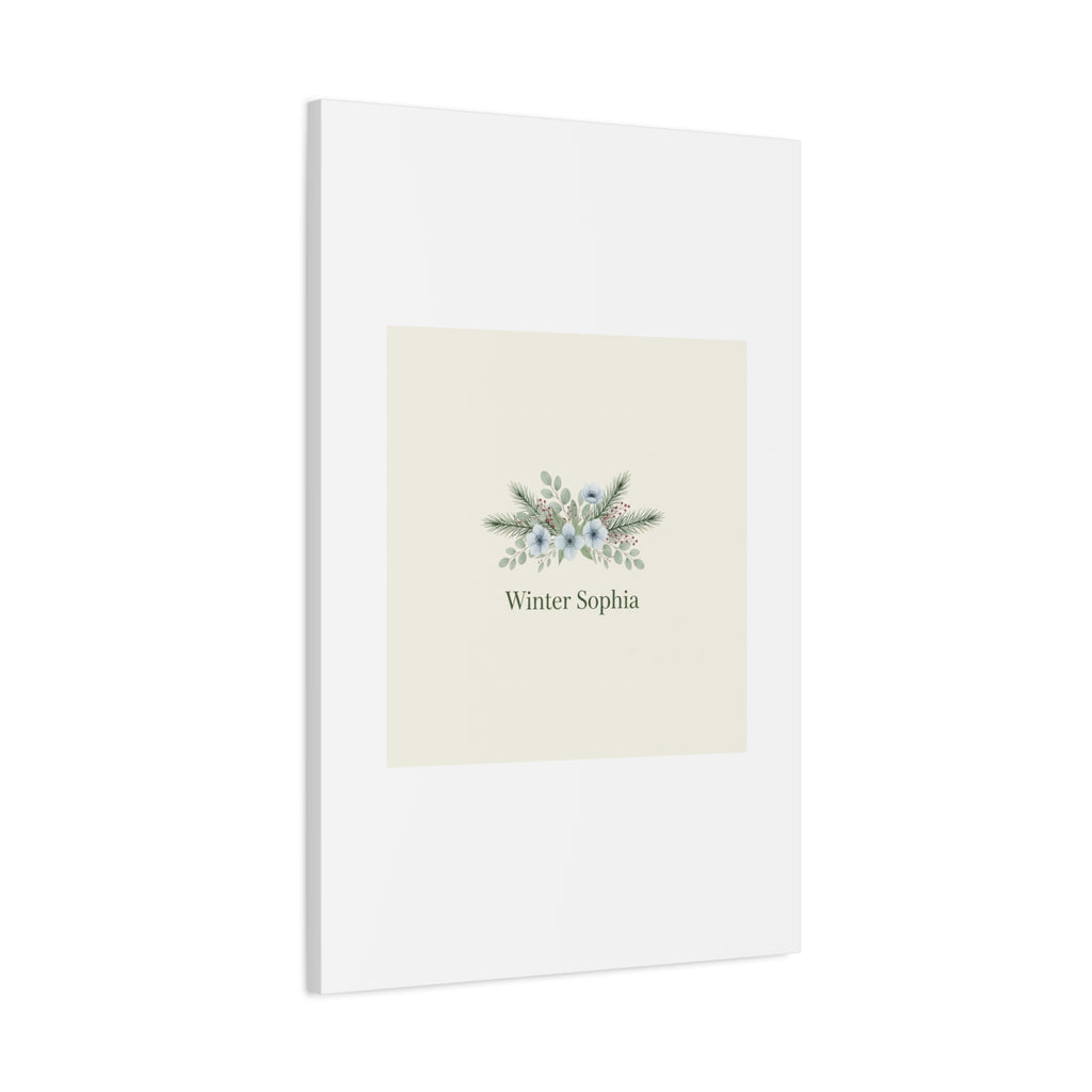 Winter floral wreath Canvas, pine branch botanical art | Minimal winter florals