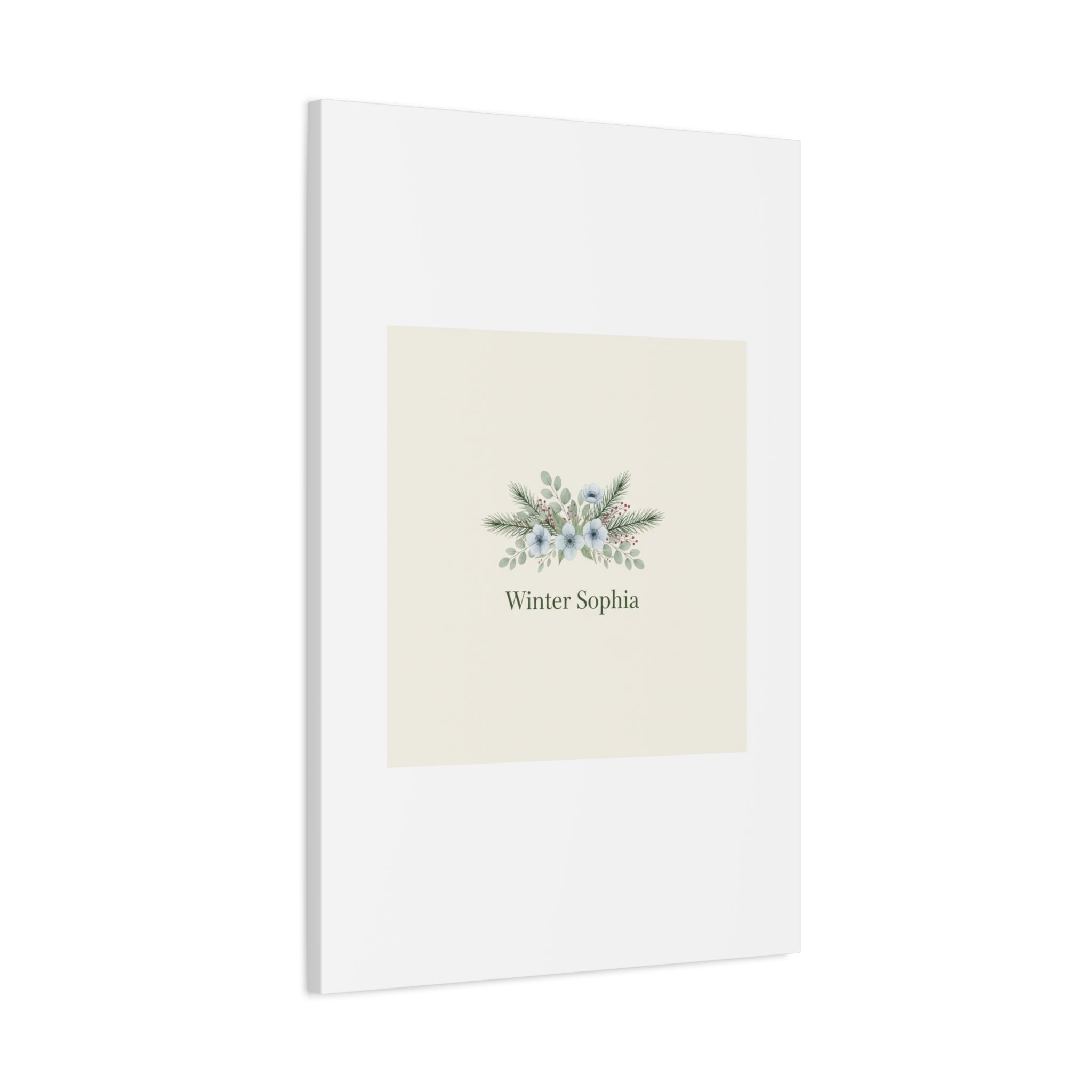 Winter floral wreath Canvas, pine branch botanical art | Minimal winter florals