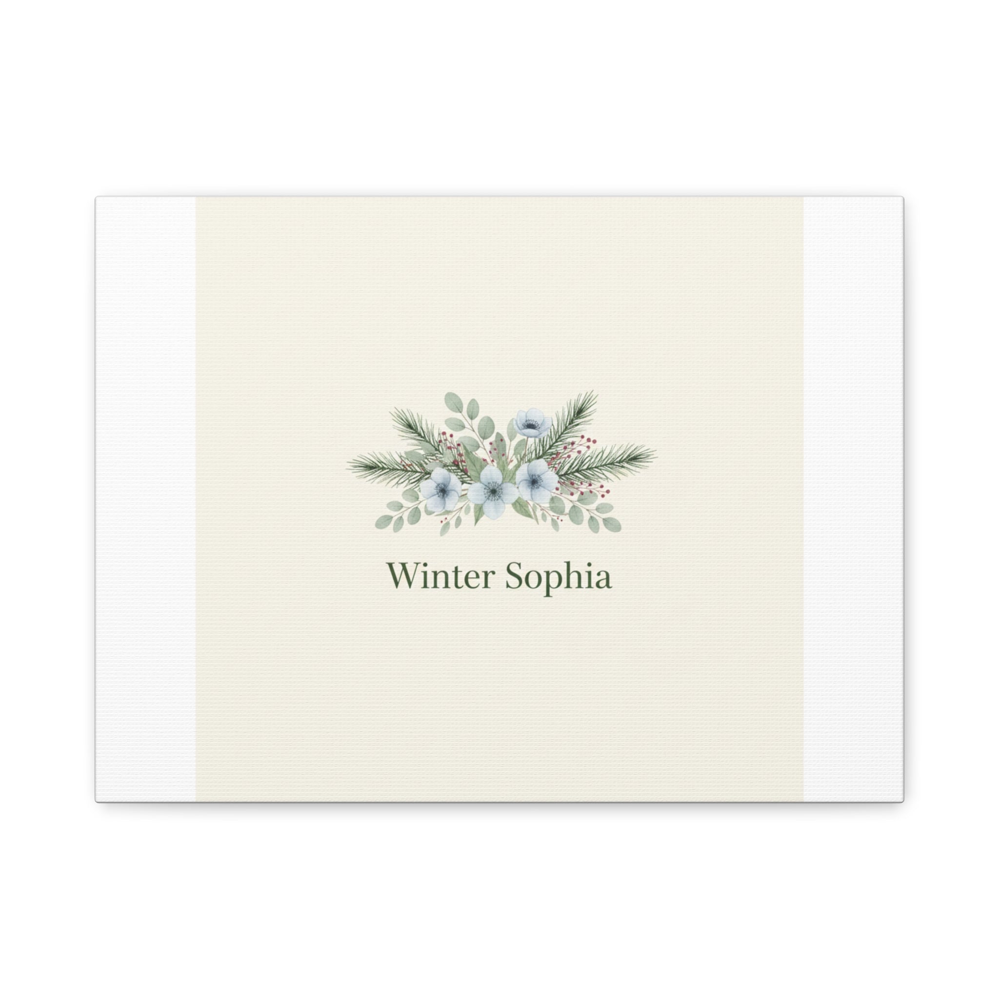 Winter floral wreath Canvas, pine branch botanical art | Minimal winter florals