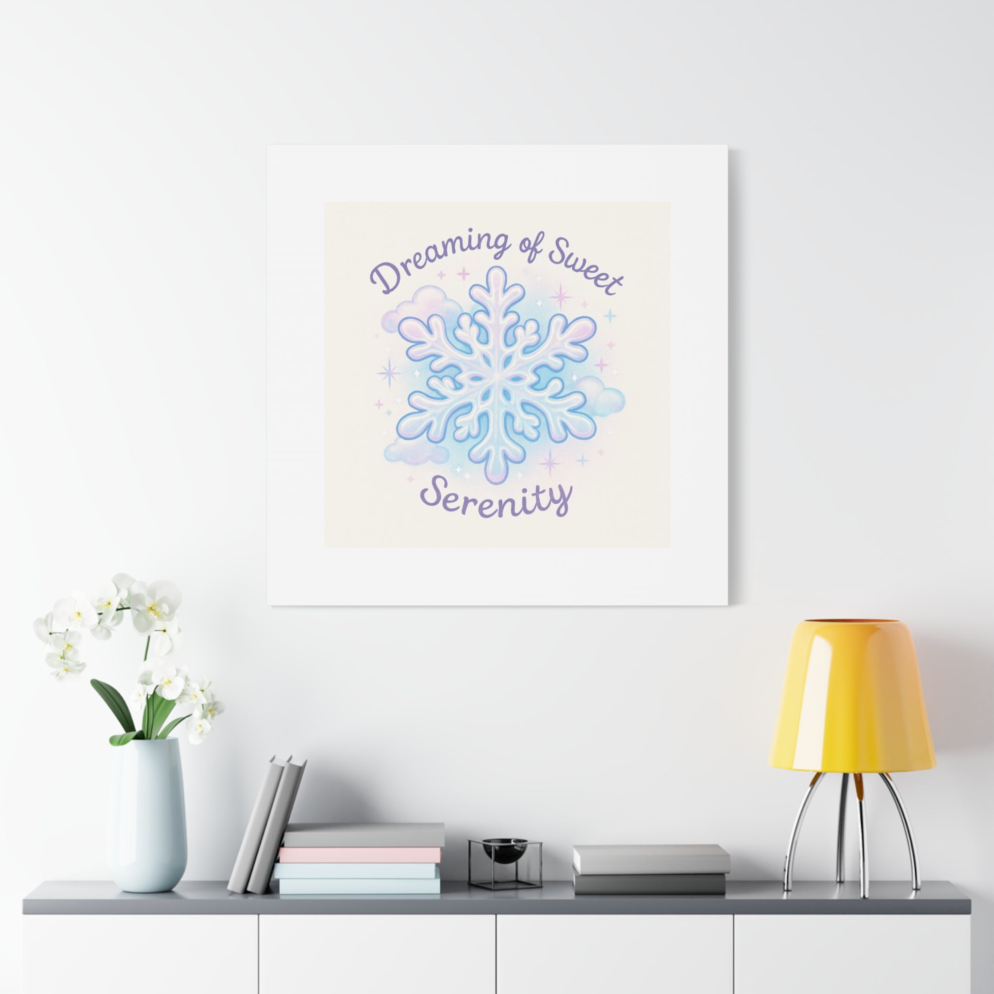 Canvas Wall Art - "Dreaming of Sweet Serenity" Snowflake Illustration