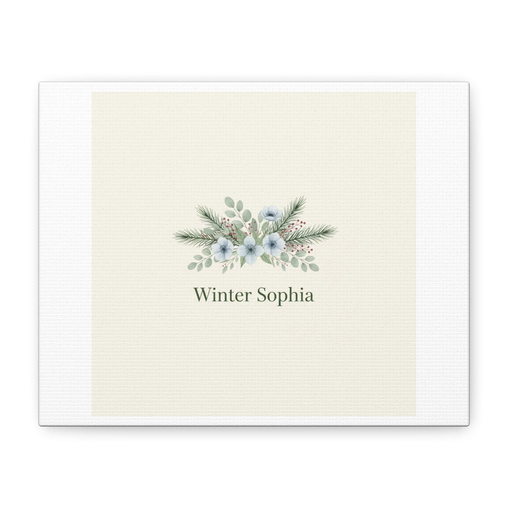 Winter floral wreath Canvas, pine branch botanical art | Minimal winter florals