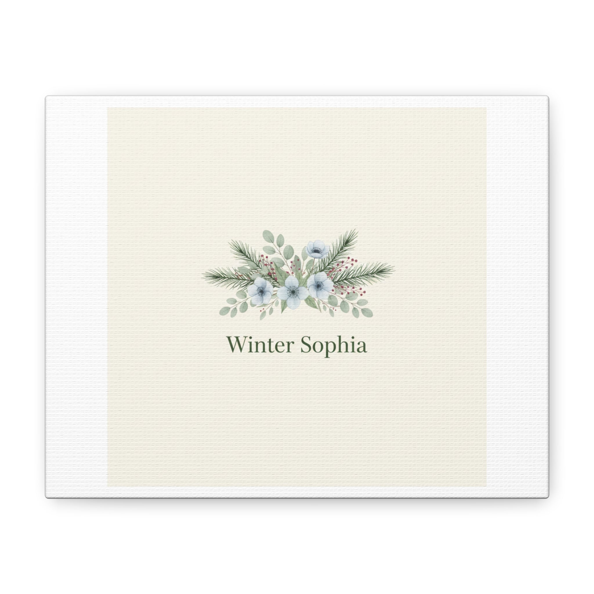Winter floral wreath Canvas, pine branch botanical art | Minimal winter florals