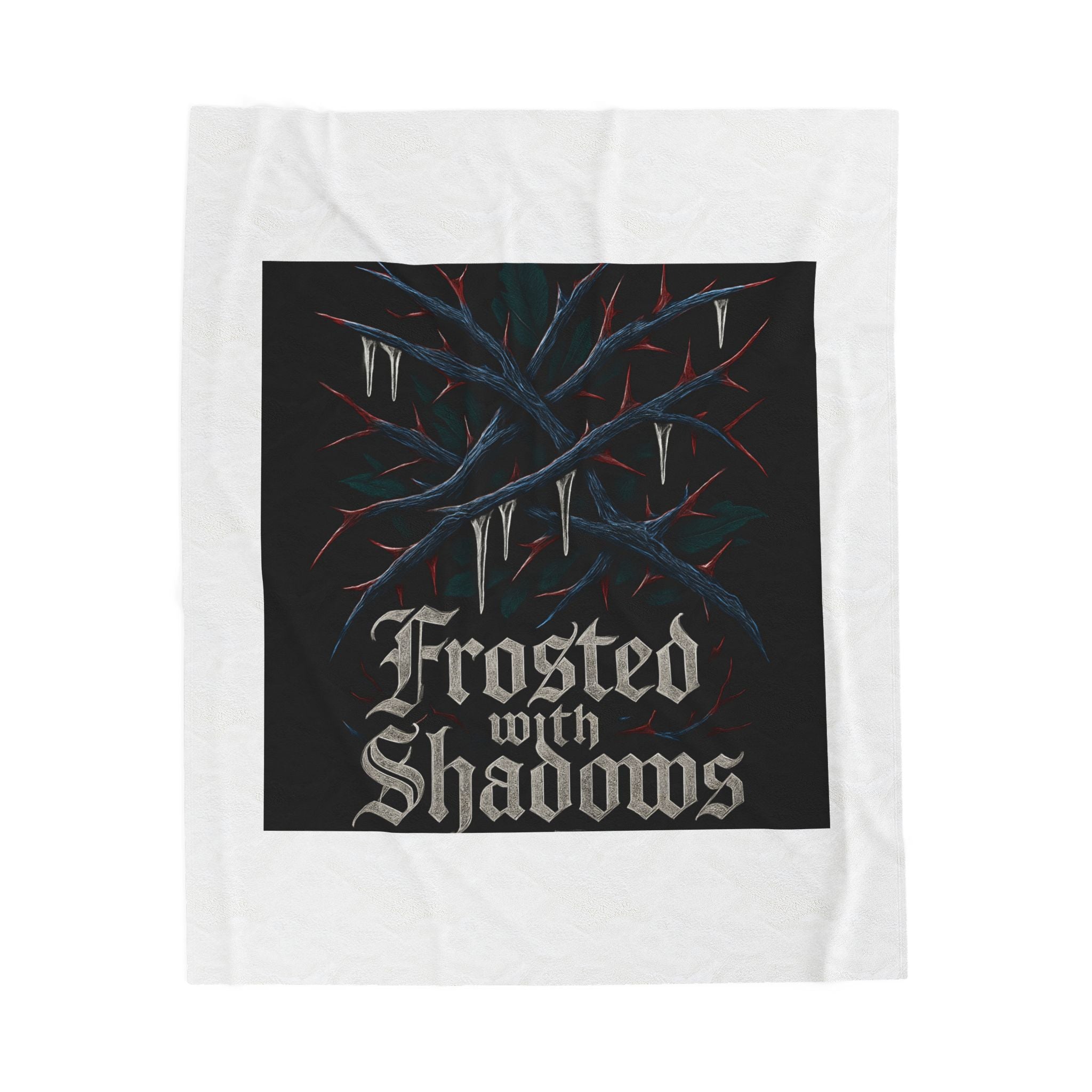 Frosted with Shadows Velveteen Plush Blanket – Gothic Winter Throw